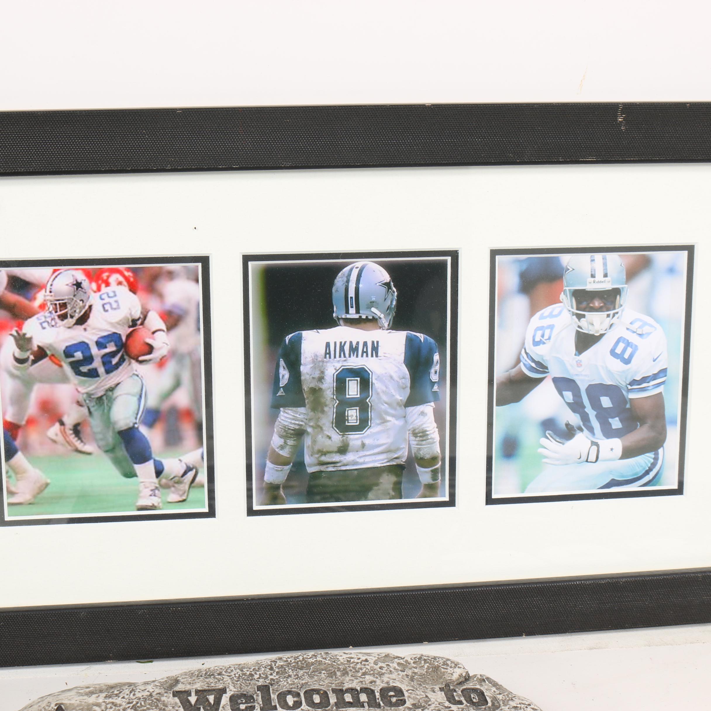 Dallas Cowboys Memorabilia including "Triplets" Framed Photo and Pendants