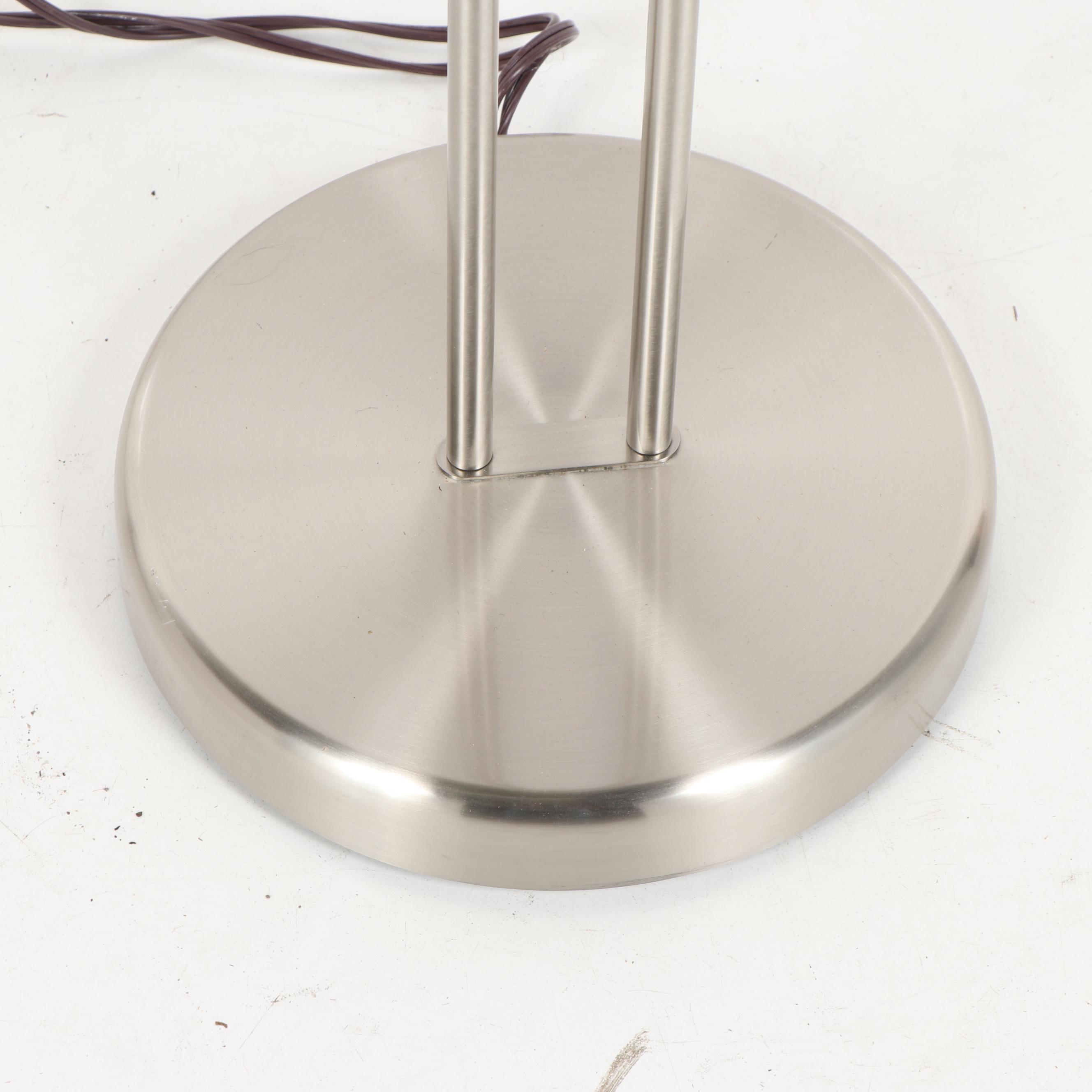 Modern Stainless Steel Three-Light Torchiere Floor Lamp with Adjustable Arms