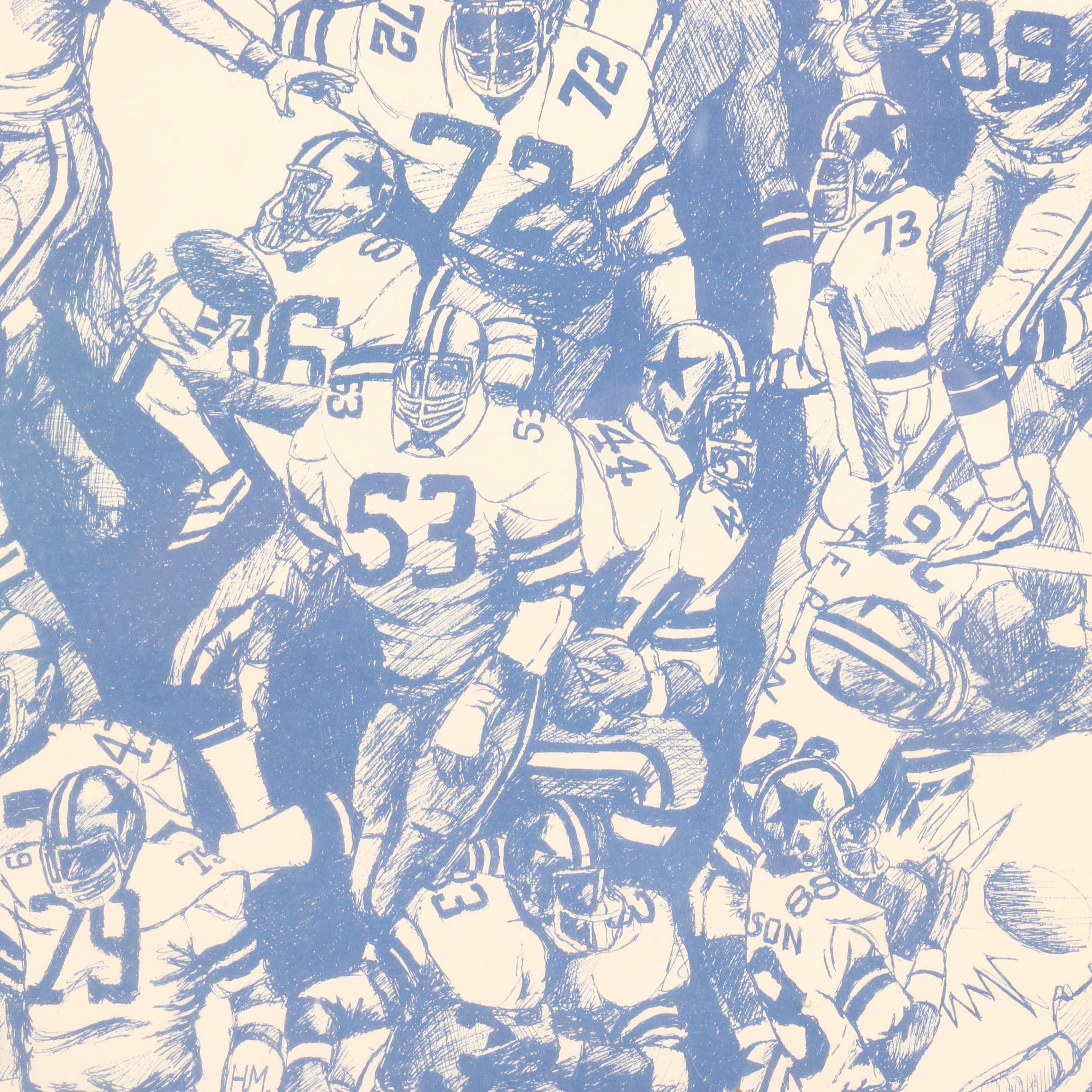 Dallas Cowboys 25th Anniversary and Superbowl 13 Prints With 1971 Team Plaque