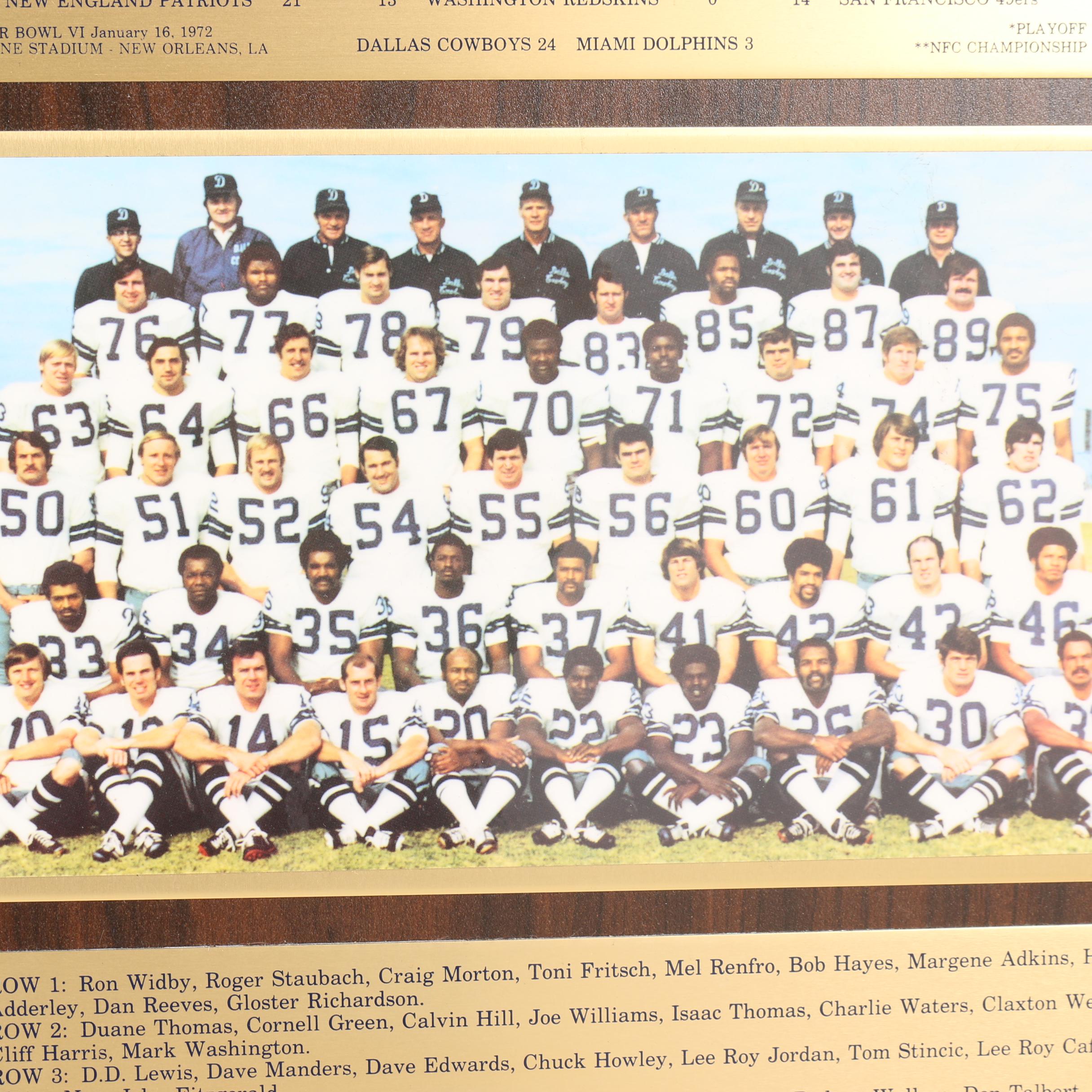 Dallas Cowboys 25th Anniversary and Superbowl 13 Prints With 1971 Team Plaque