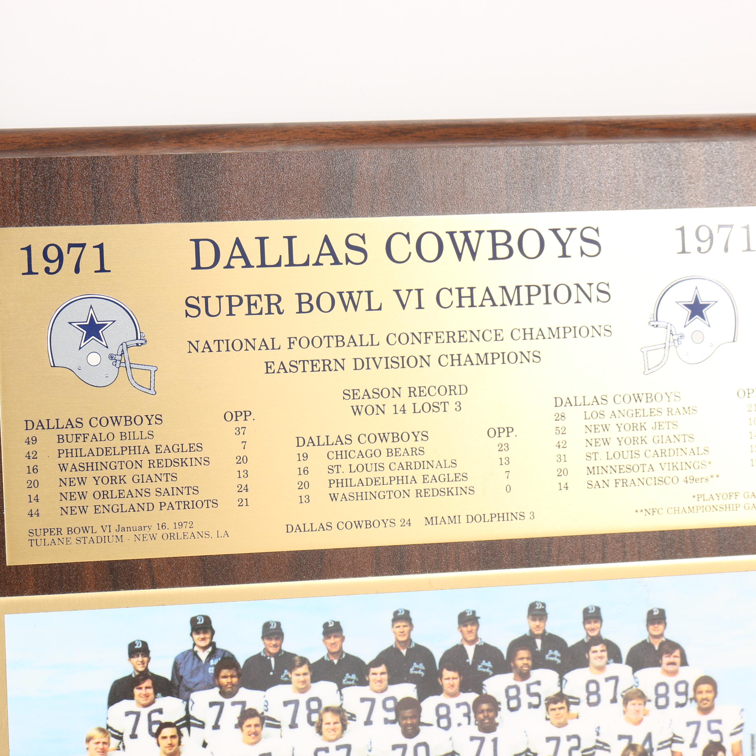 Dallas Cowboys 25th Anniversary and Superbowl 13 Prints With 1971 Team Plaque