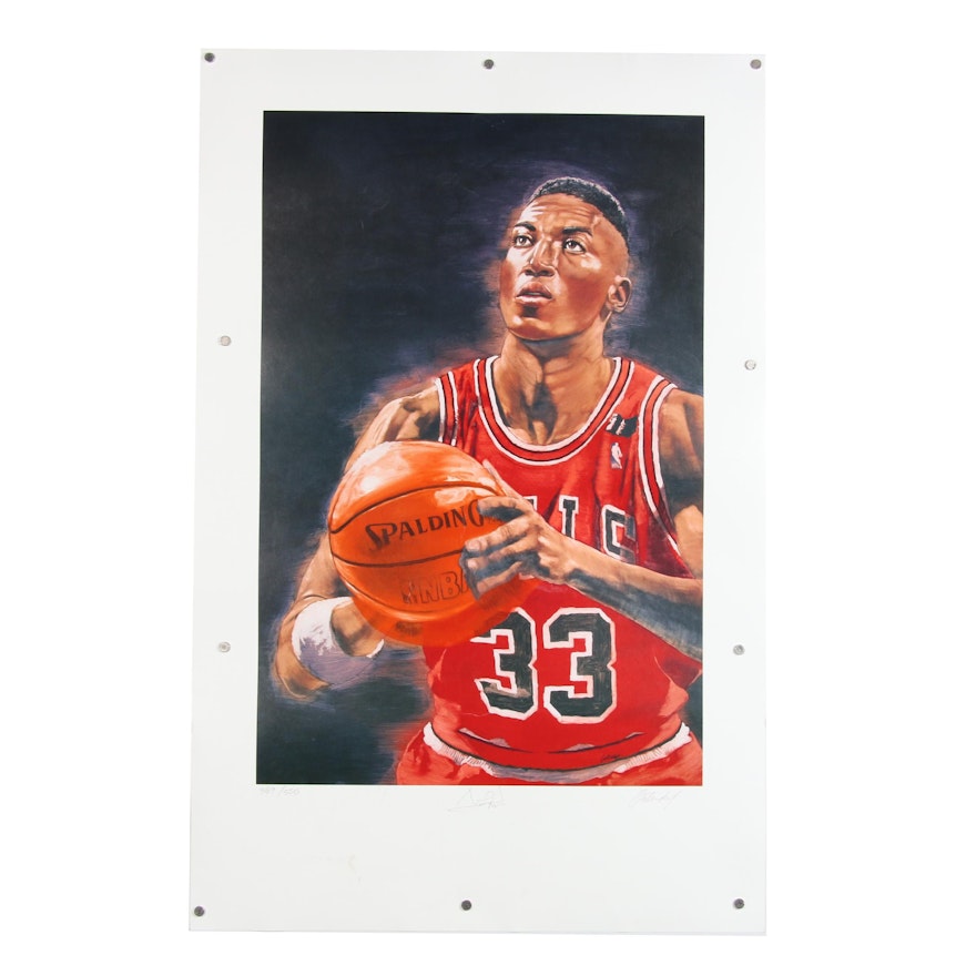 Scottie Pippen Autographed Limited Edition Offset Lithograph Poster