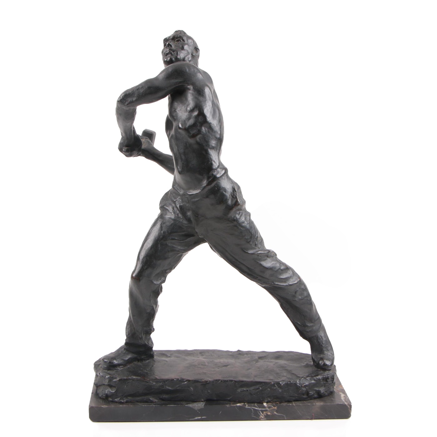 Max Kalish Circa 1930 Bronze Sculpture of Laborer on Porto D'Oro Base