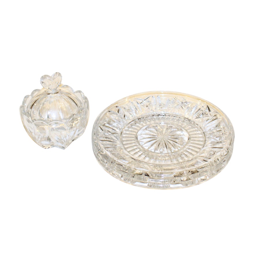 Three Waterford Crystal Plates and Candy Dish
