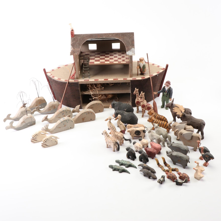 Milkwood Toy Co. Limited Edition Painted and Carved Wood Noah's Ark Play Set