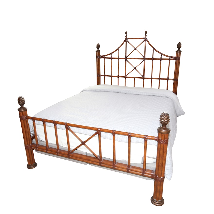 British Colonial Style Queen Size Bed Frame, 21st Century