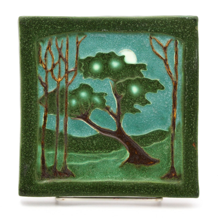 Ephraim Pottery Tile of a Nocturnal Landscape