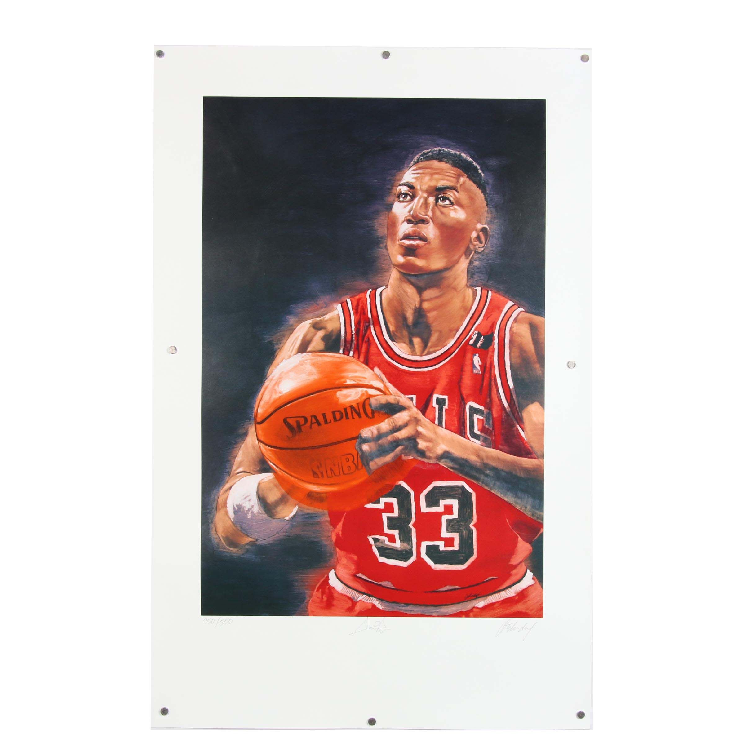 Scottie Pippen Autographed Limited Edition Offset Lithograph Poster