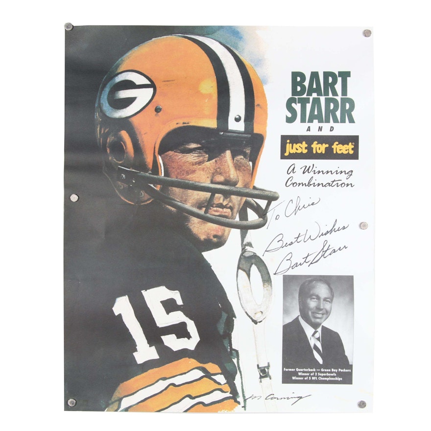 Bart Starr Autographed "Just For Feet" Advertisement Poster