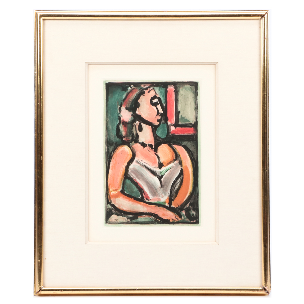 Georges Rouault Color Aquatint "Les Fleurs de Mal: Femme fière"