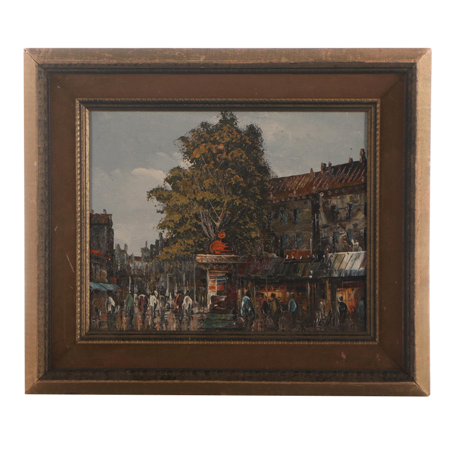 Joseph Oliveri Village Square Oil Painting