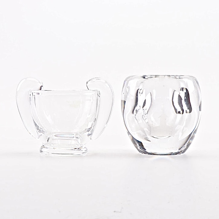 Steuben Glass Sugar Bowl with Etched Crystal Candle Holder