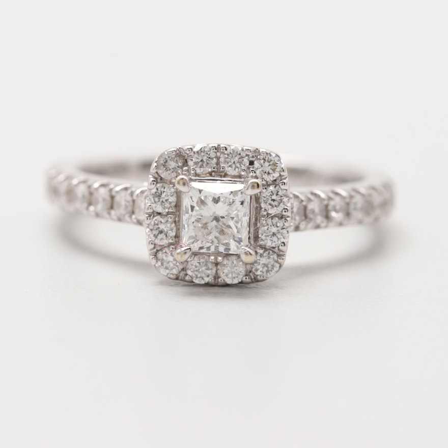 Neil Lane 14K White Gold 0.96 CTW Diamond Halo Ring