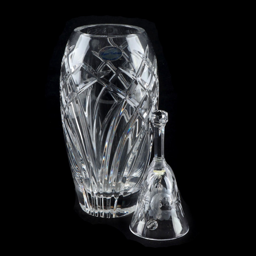 Regent Collection Crystal Vase and Etched Crystal Hand Bell
