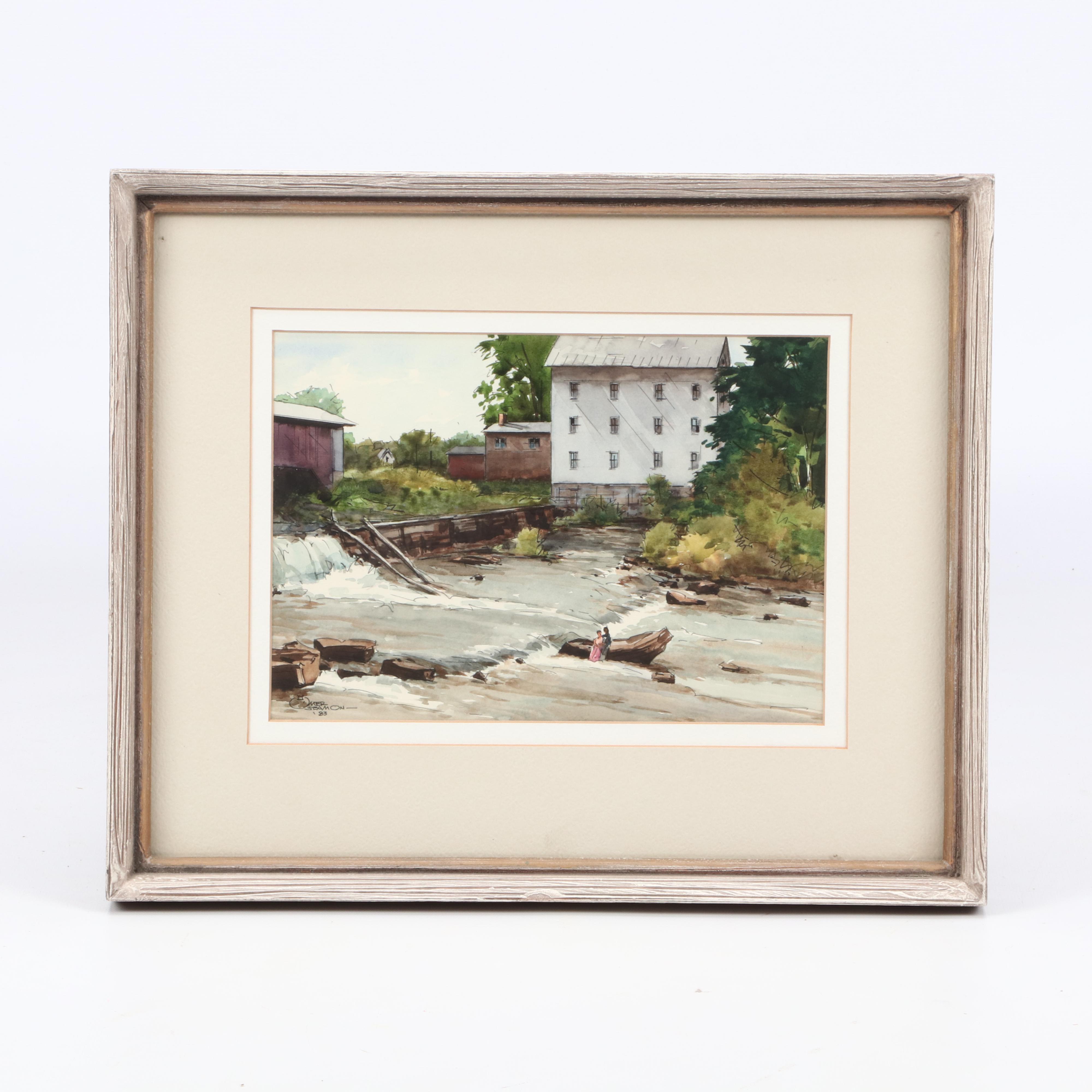 D. Omer Seamon Watercolor Landscape Painting