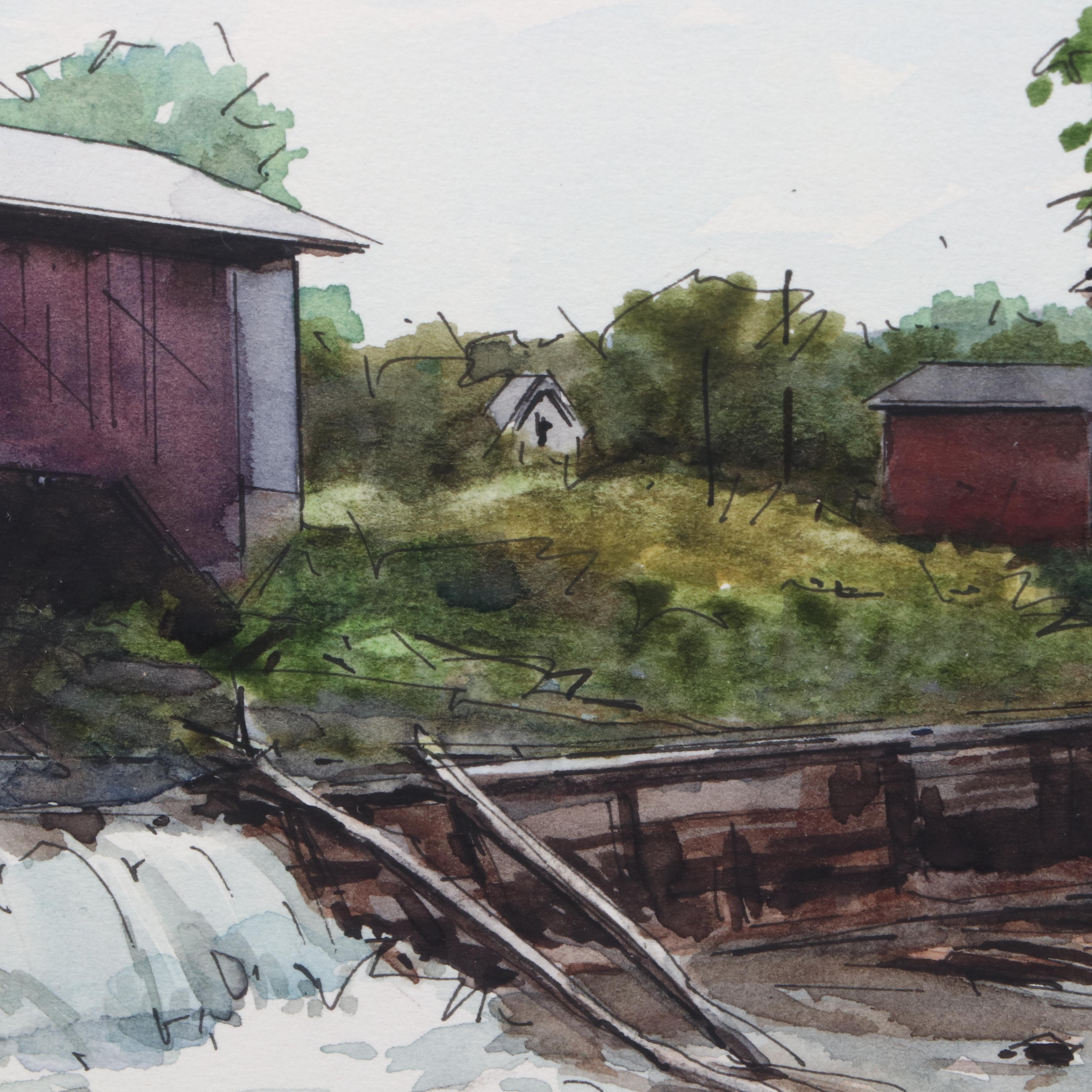 D. Omer Seamon Watercolor Landscape Painting