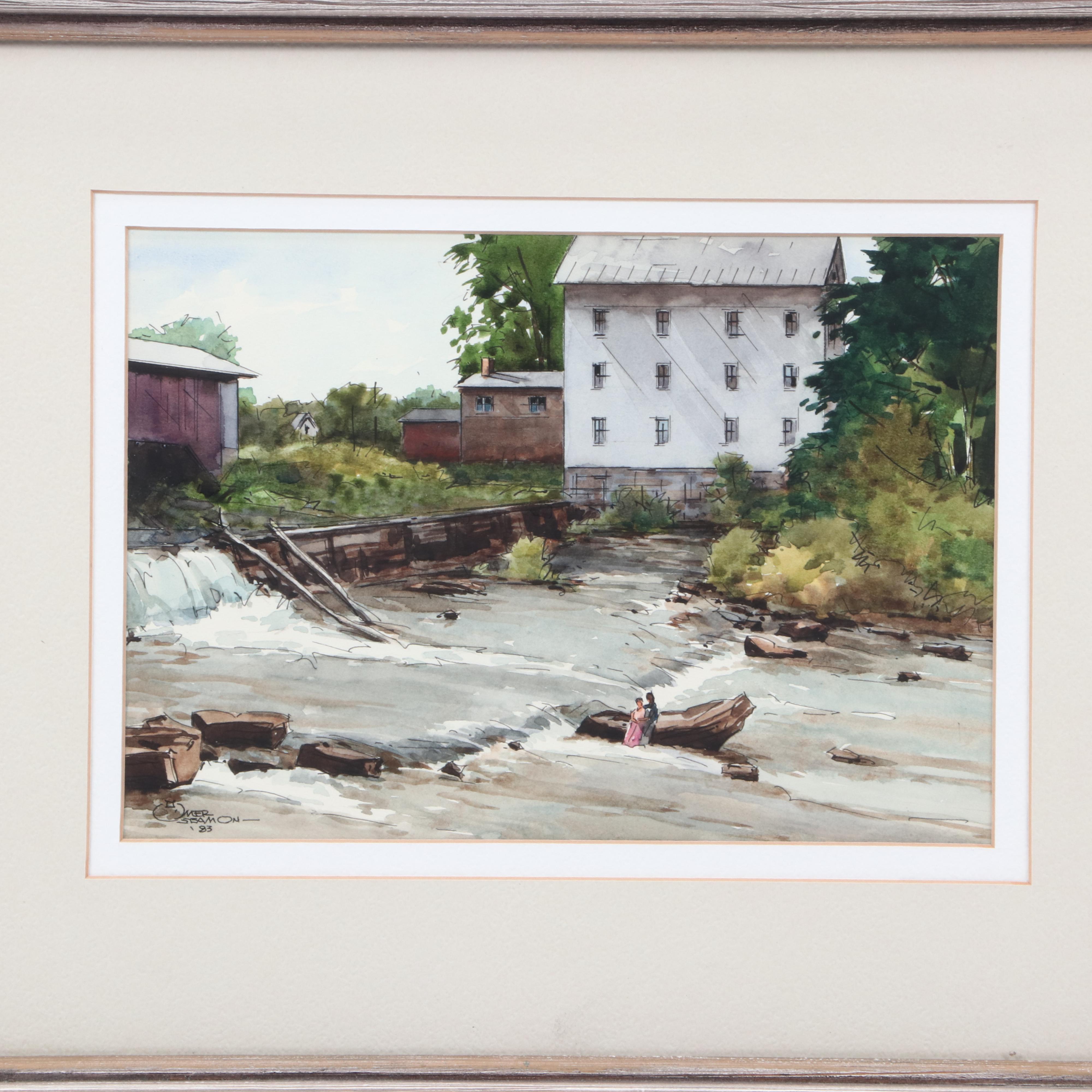 D. Omer Seamon Watercolor Landscape Painting