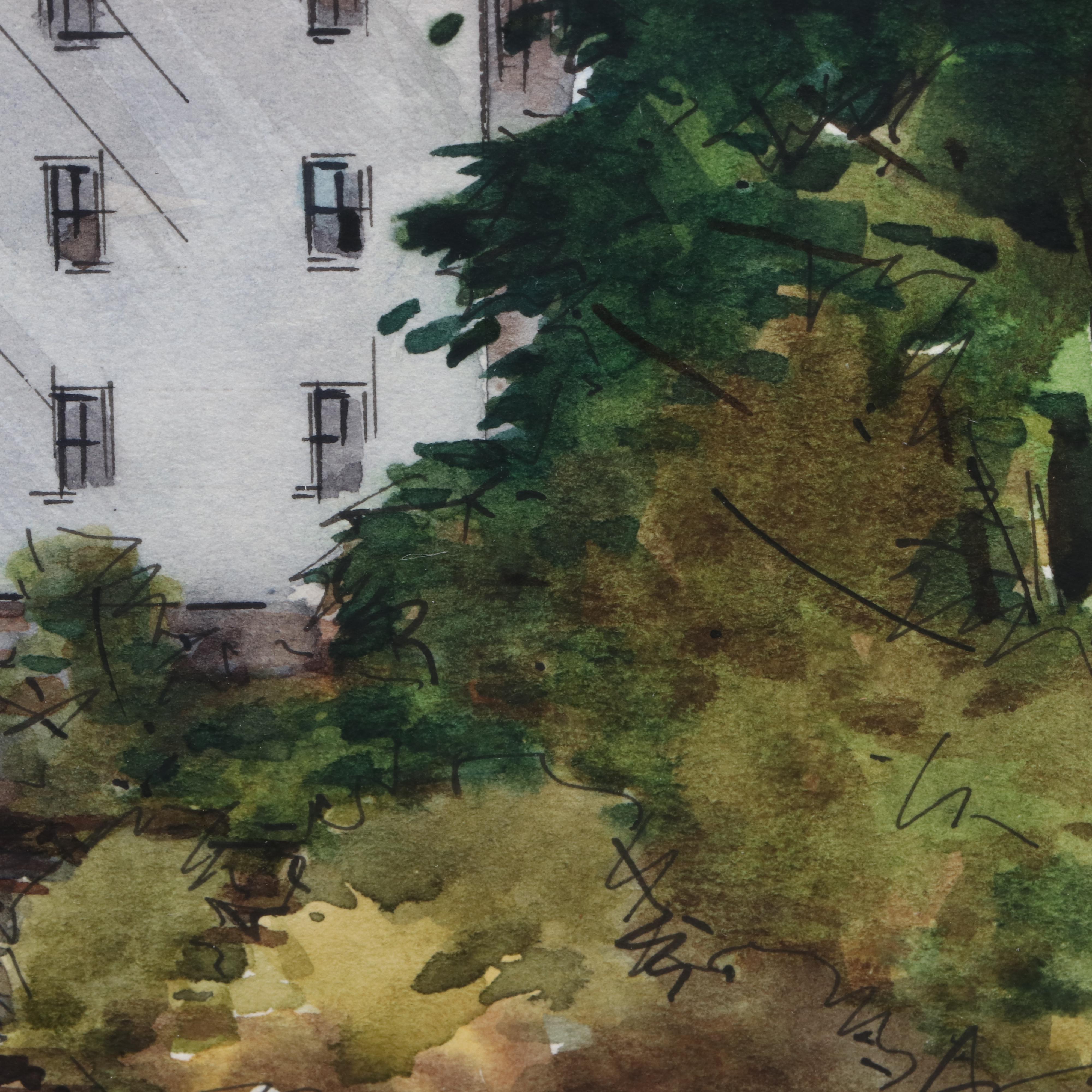 D. Omer Seamon Watercolor Landscape Painting