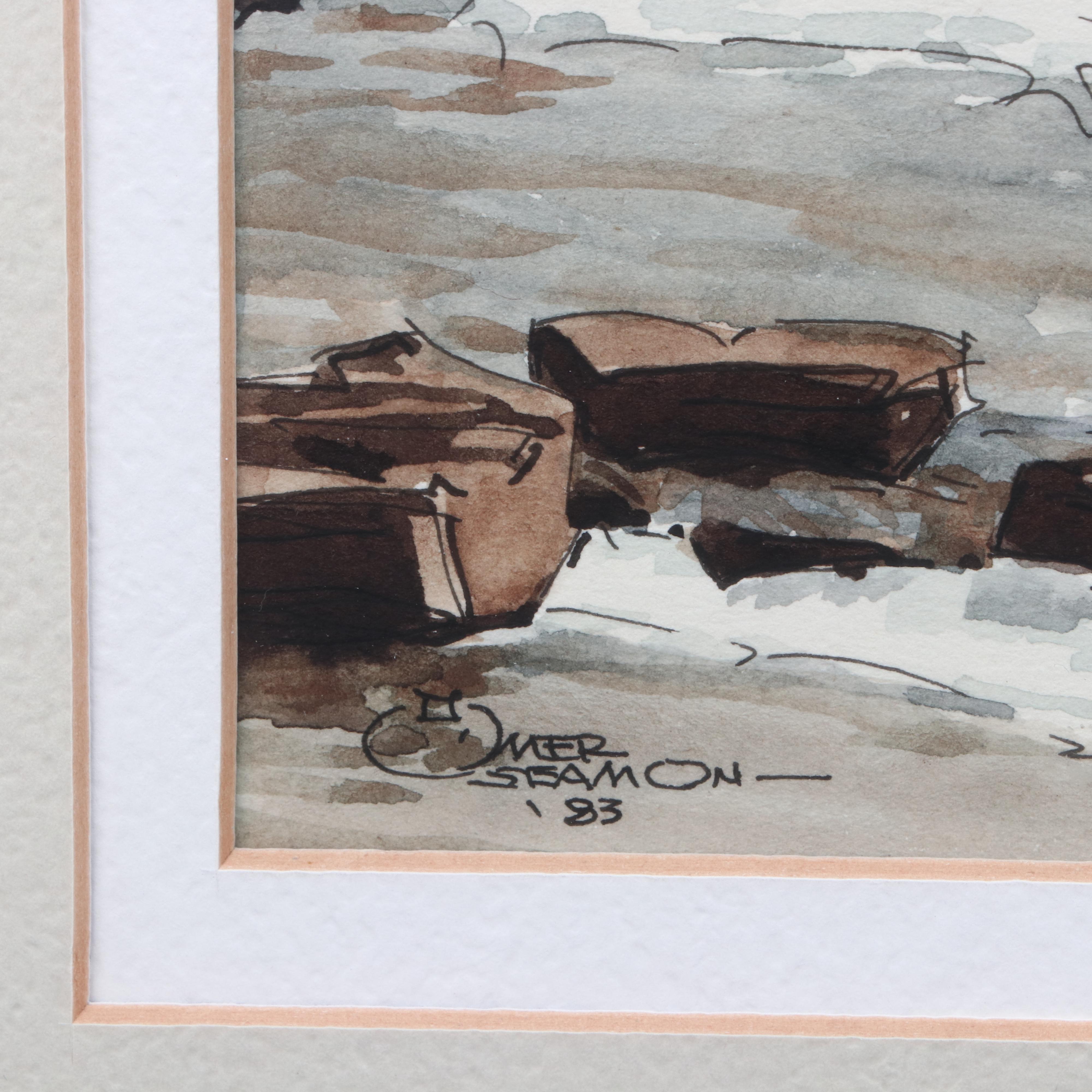 D. Omer Seamon Watercolor Landscape Painting