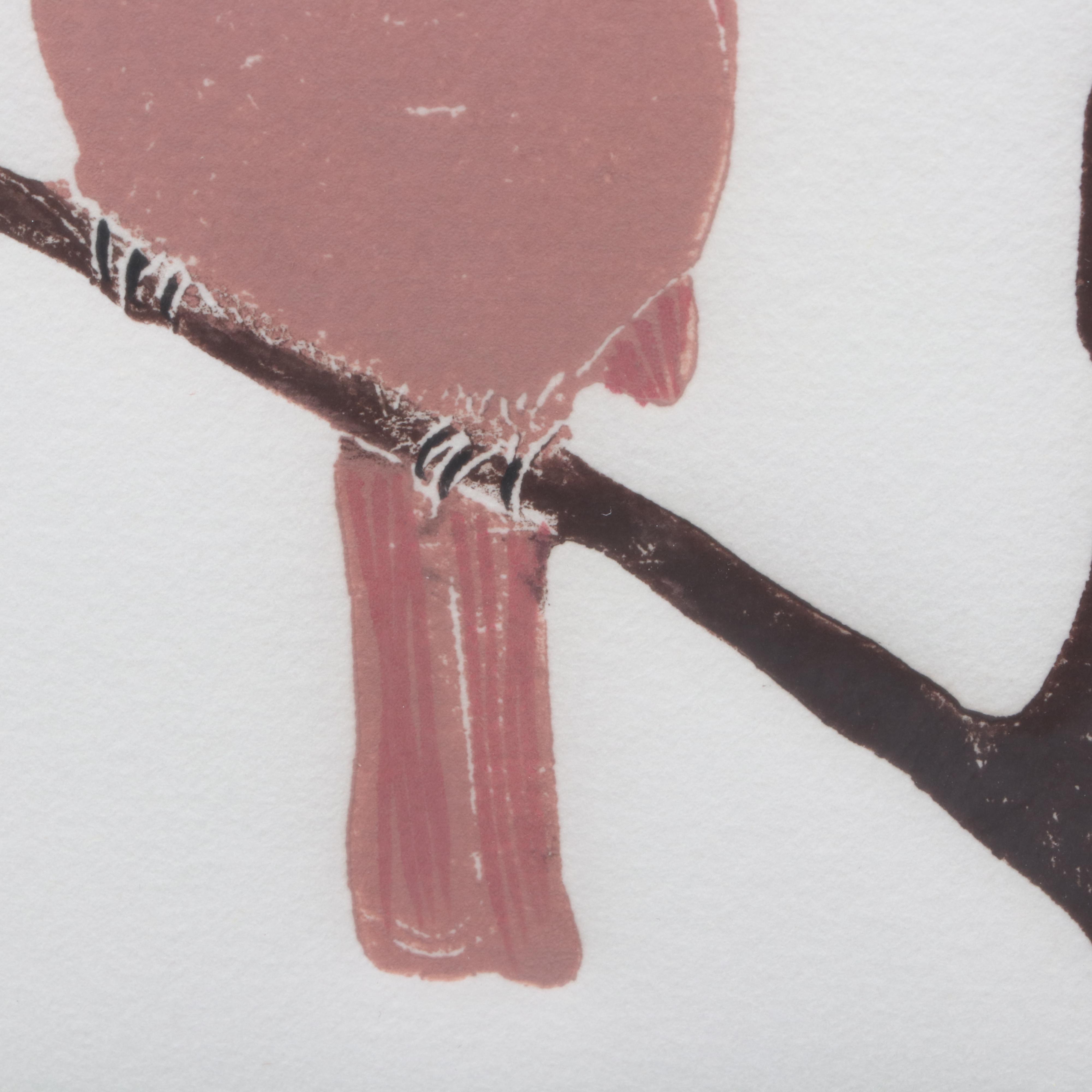 Ruth Conklin Block Relief Prints "Lady Cardinal" and "Chickadees"