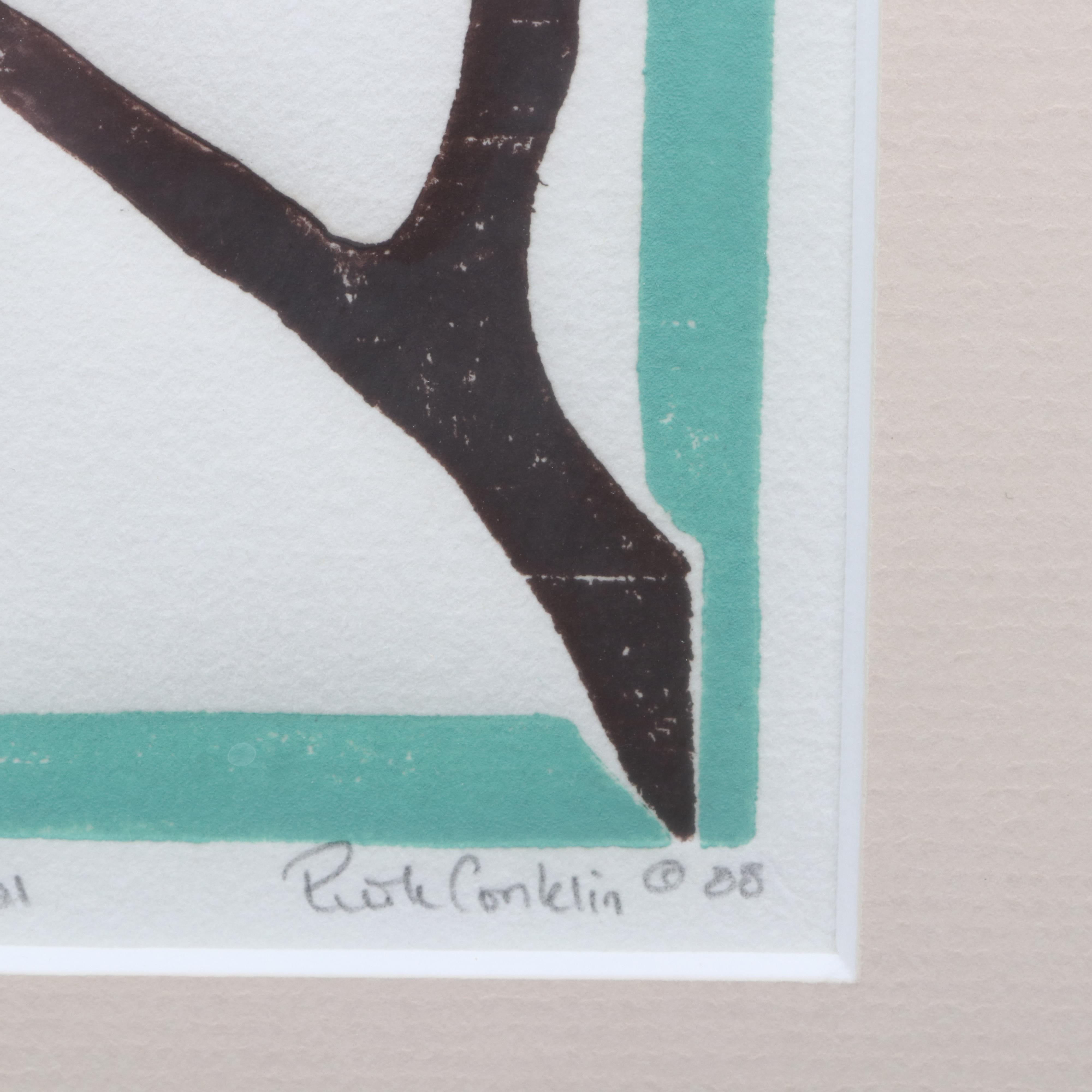 Ruth Conklin Block Relief Prints "Lady Cardinal" and "Chickadees"