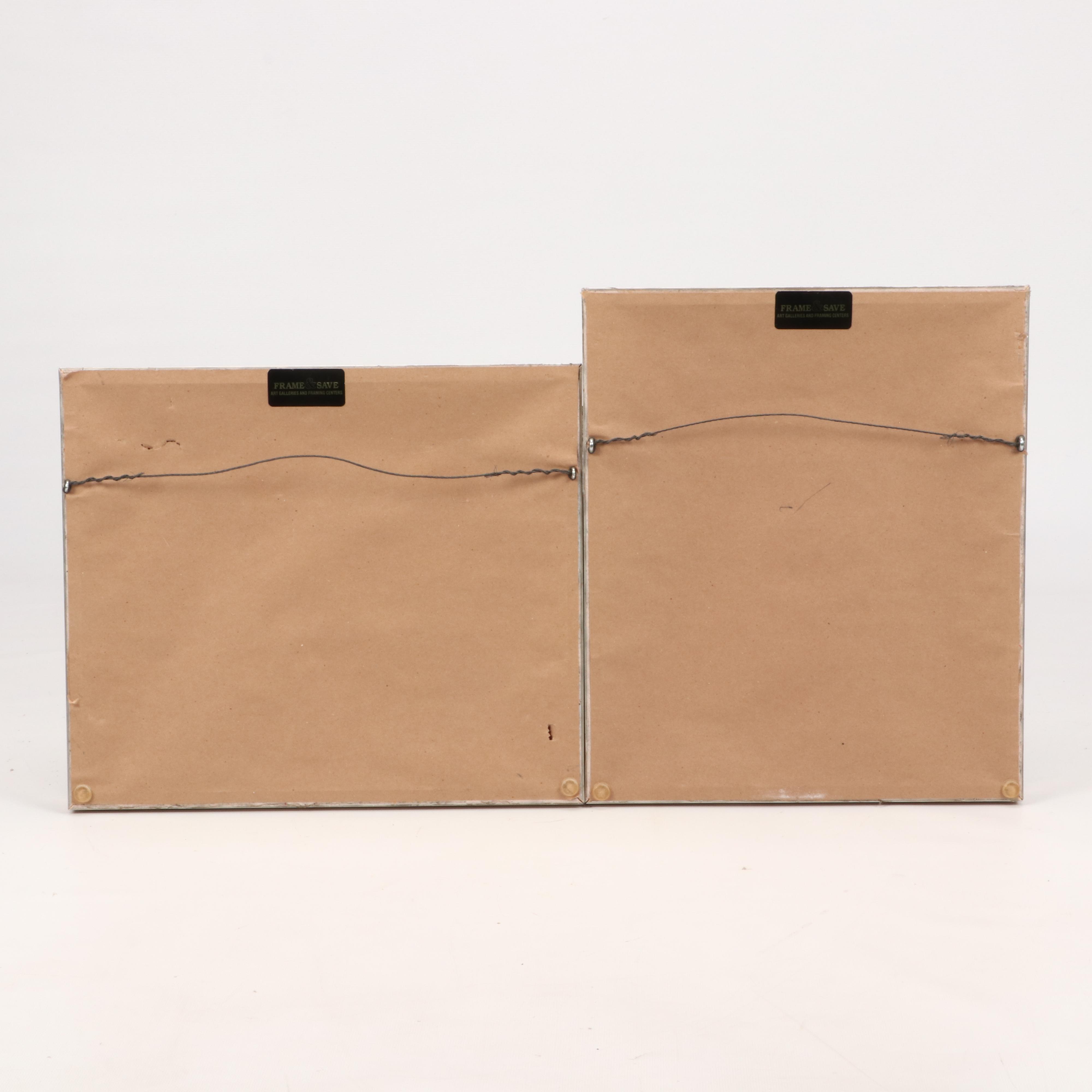 Ruth Conklin Block Relief Prints "Lady Cardinal" and "Chickadees"