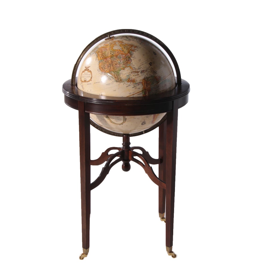 Contemporary "World Classic Series" 16 Inch Globe on Mahogany Stand by Replogle