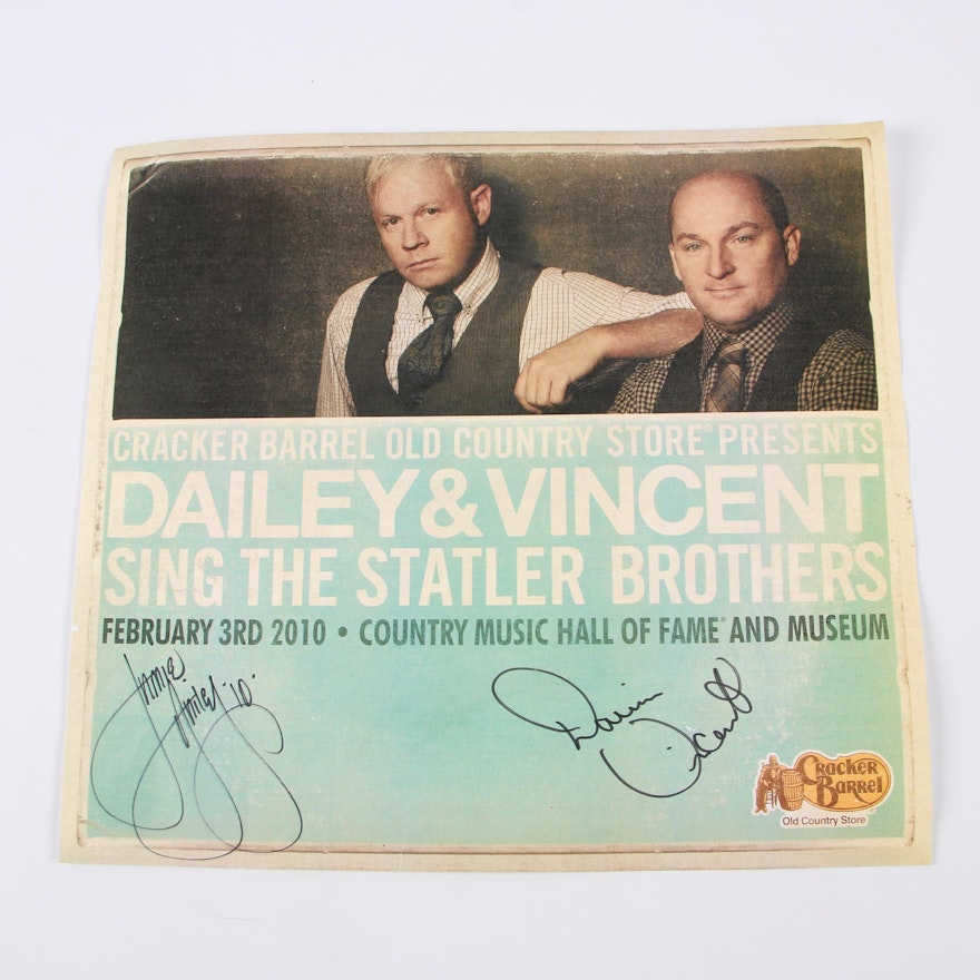 Dailey & Vincent Autographed Cracker Barrel Poster