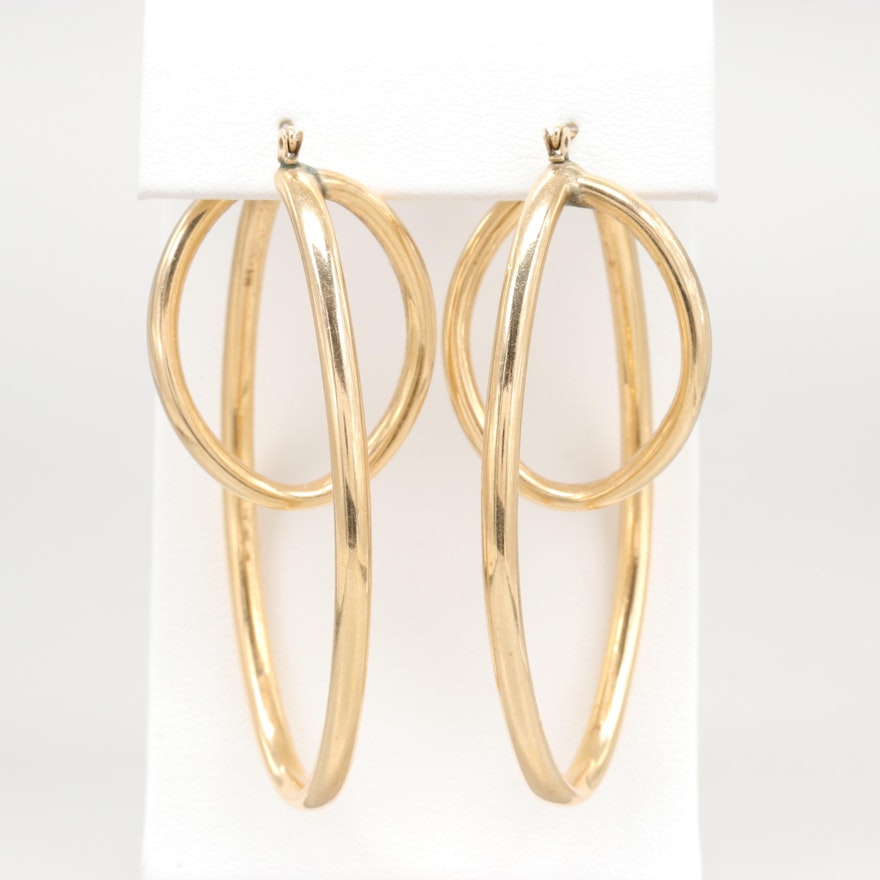 14K Yellow Gold Twist Hoop Earrings