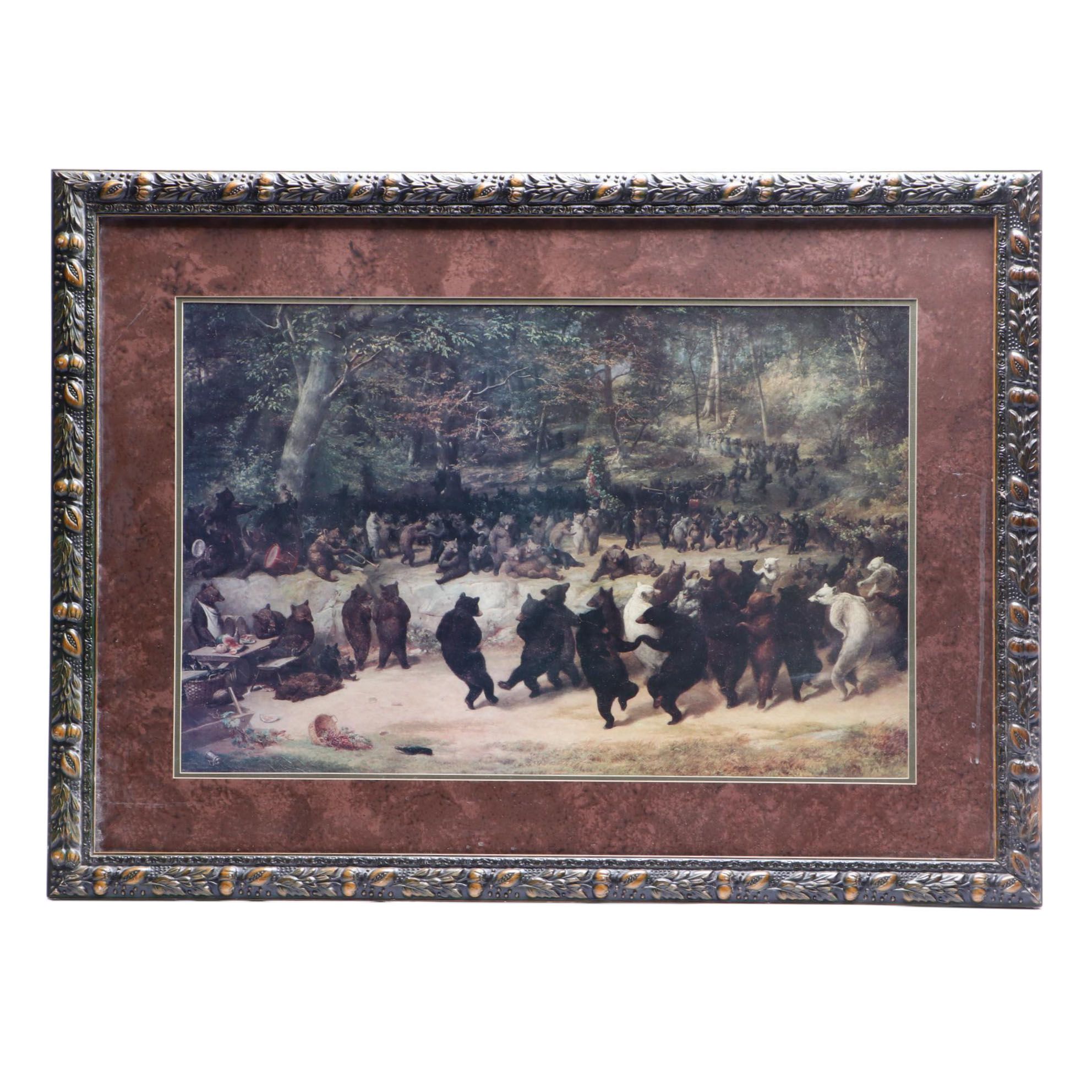 Offset Lithograph after William Holbrook Beard "Bear Dance"