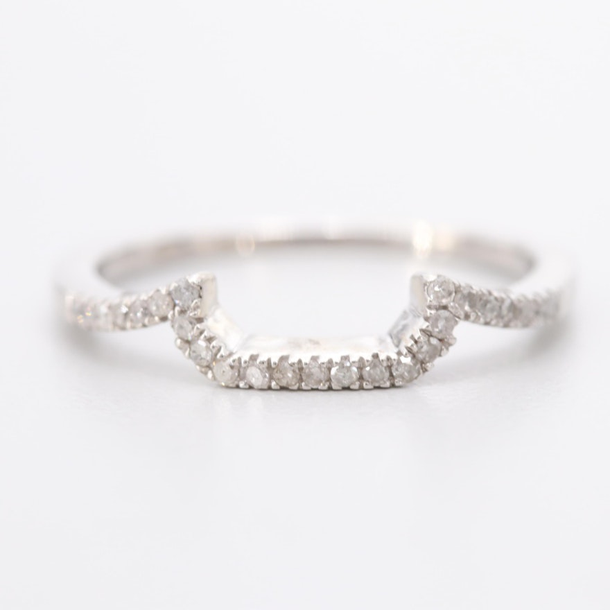 10K White Gold Diamond Shadow Band