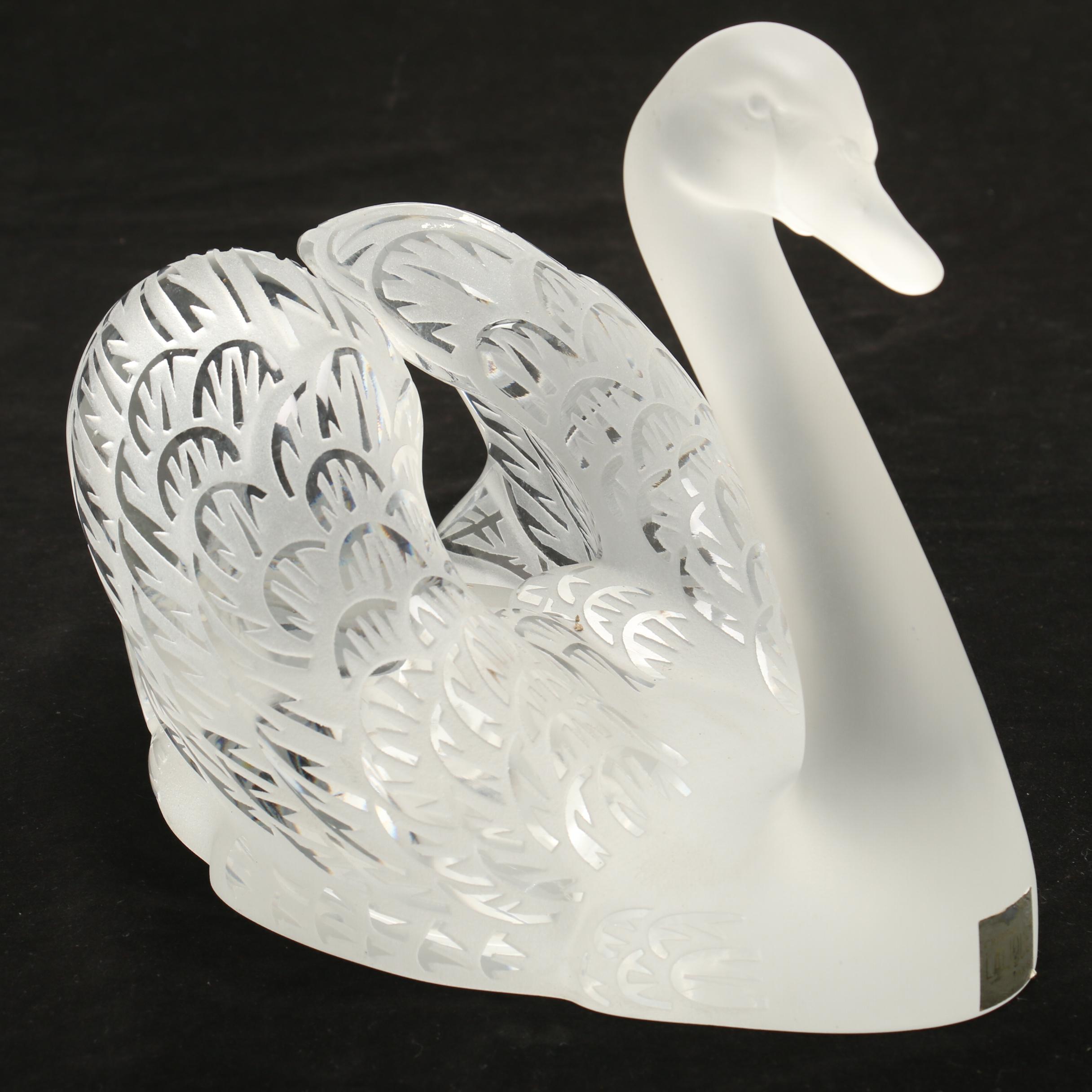 Lalique Crystal "Swan Head Up" Sculpture