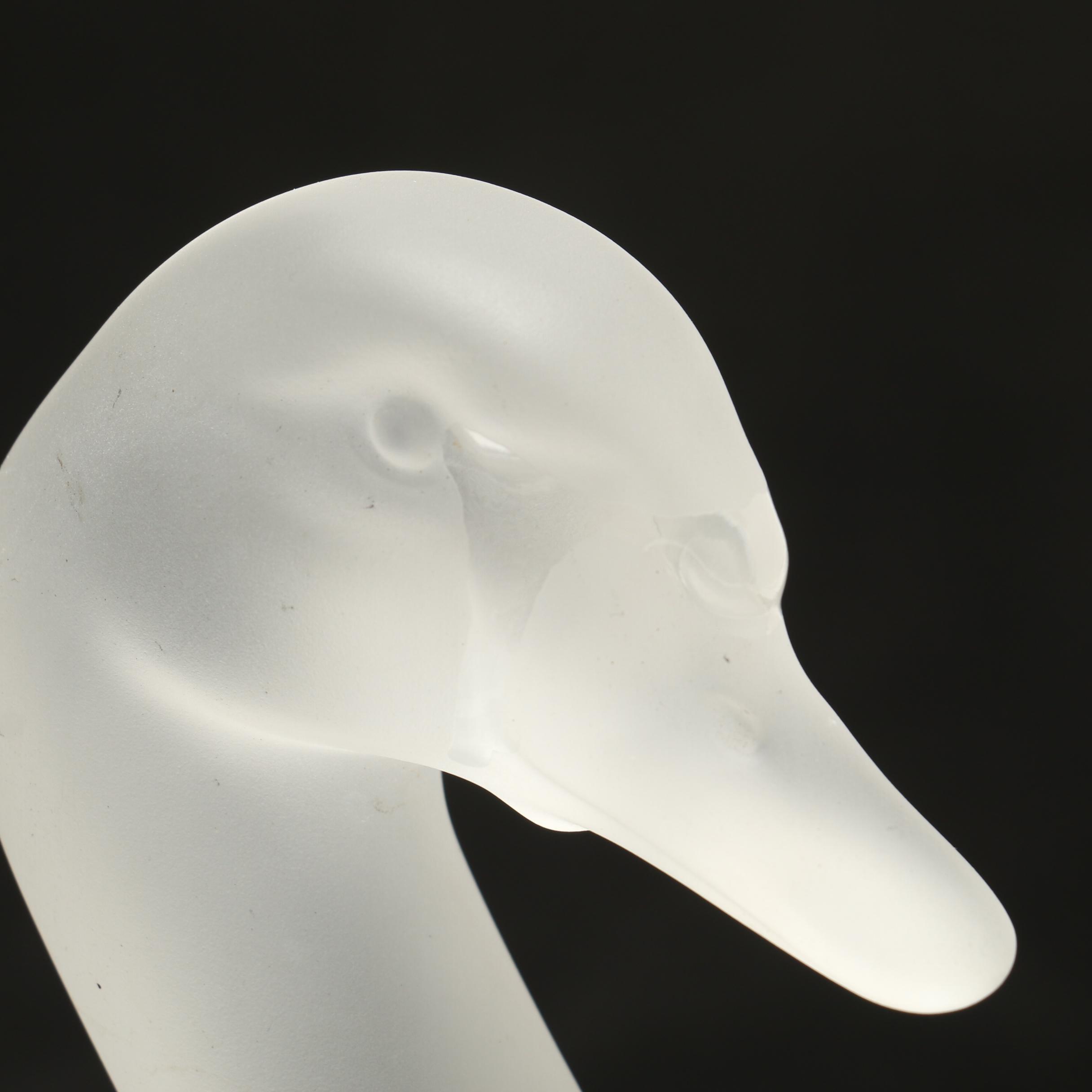 Lalique Crystal "Swan Head Up" Sculpture