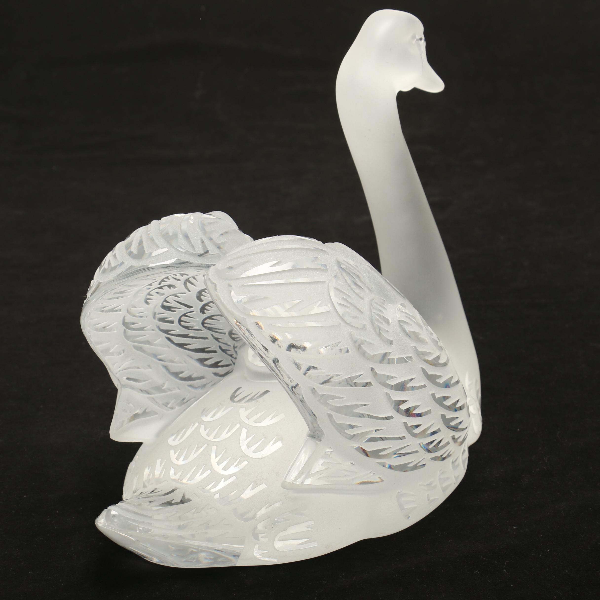 Lalique Crystal "Swan Head Up" Sculpture