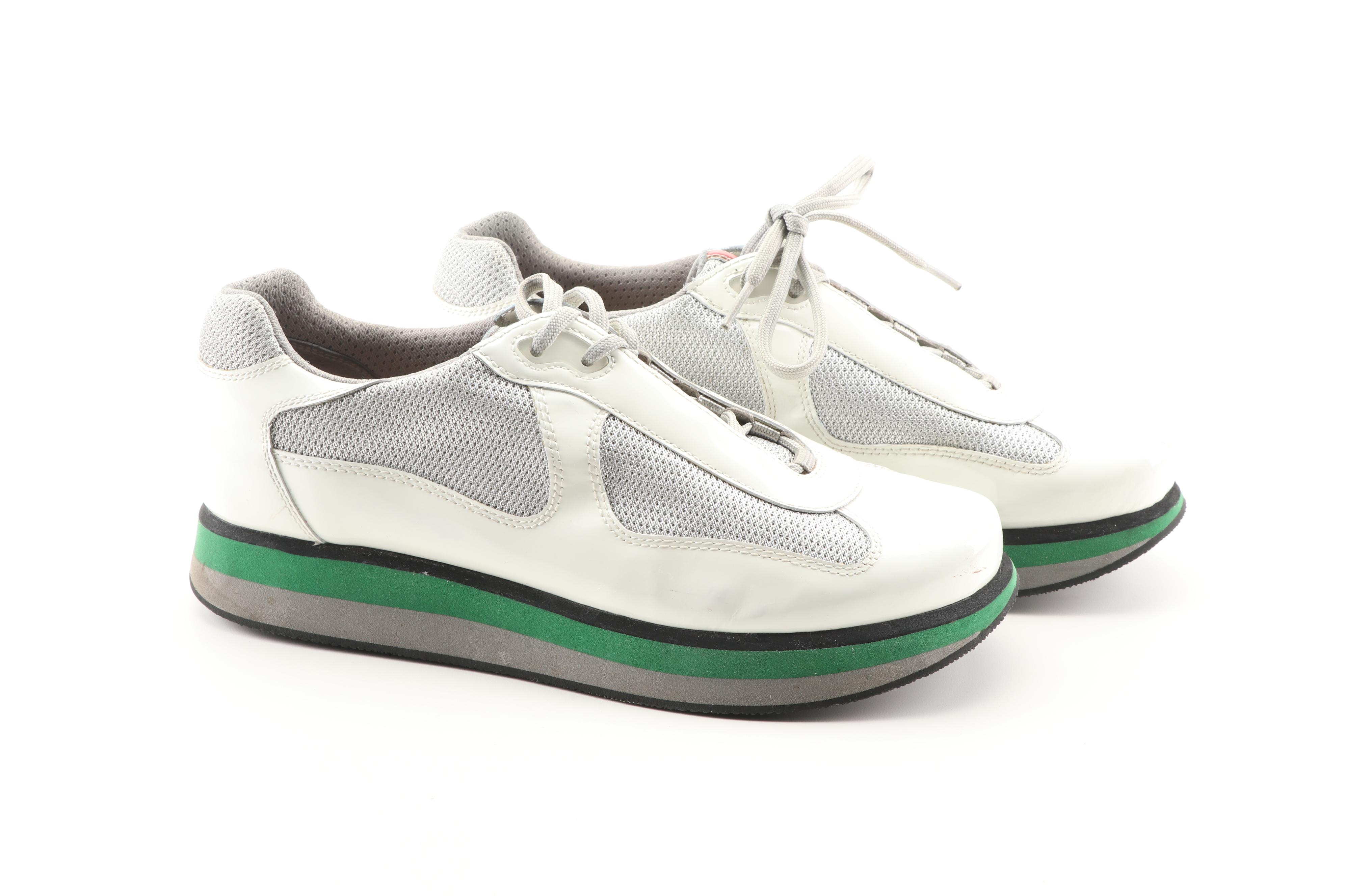 Men's Prada Milano Vernice+Bike Platform Sneakers