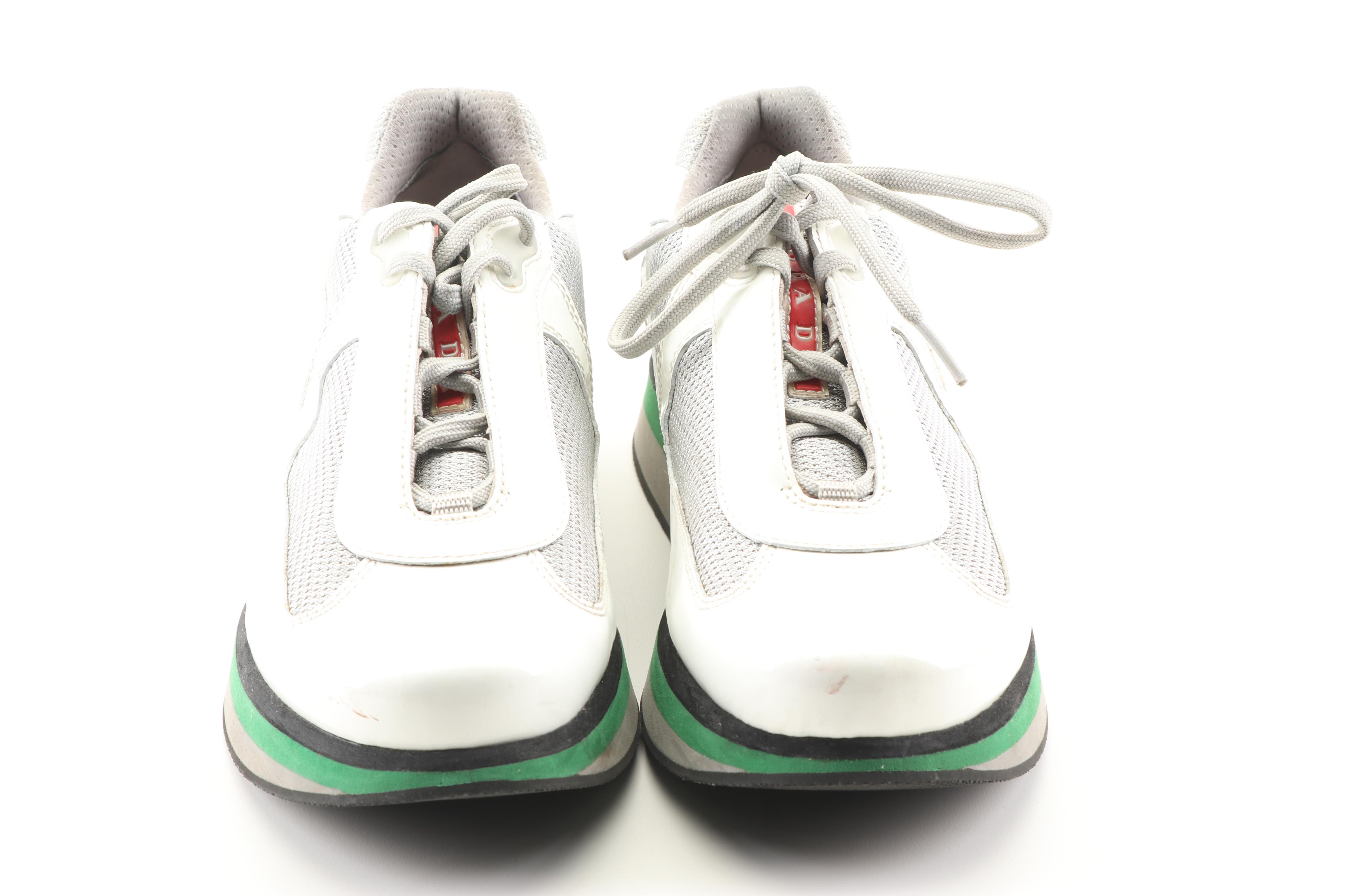 Men's Prada Milano Vernice+Bike Platform Sneakers