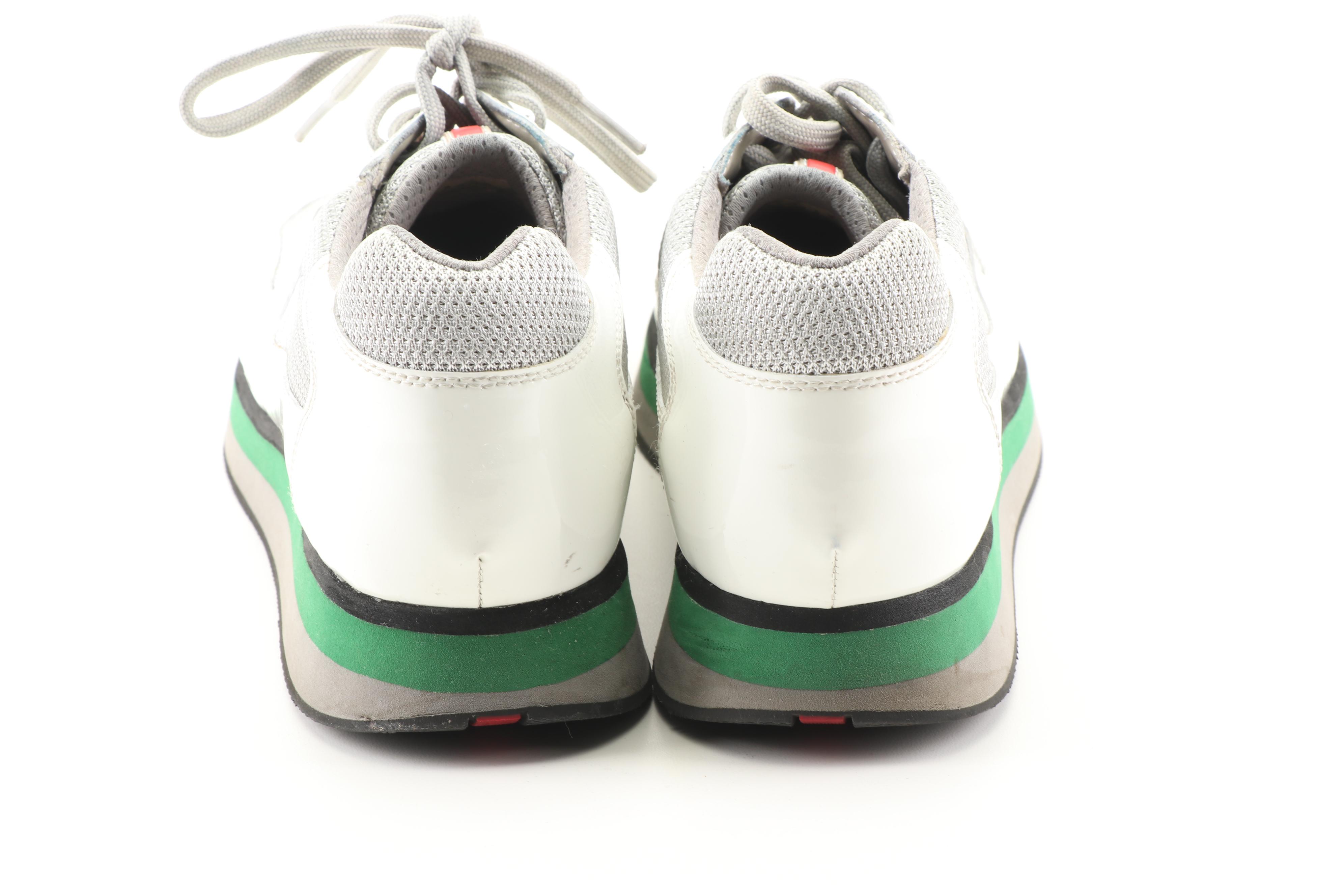 Men's Prada Milano Vernice+Bike Platform Sneakers