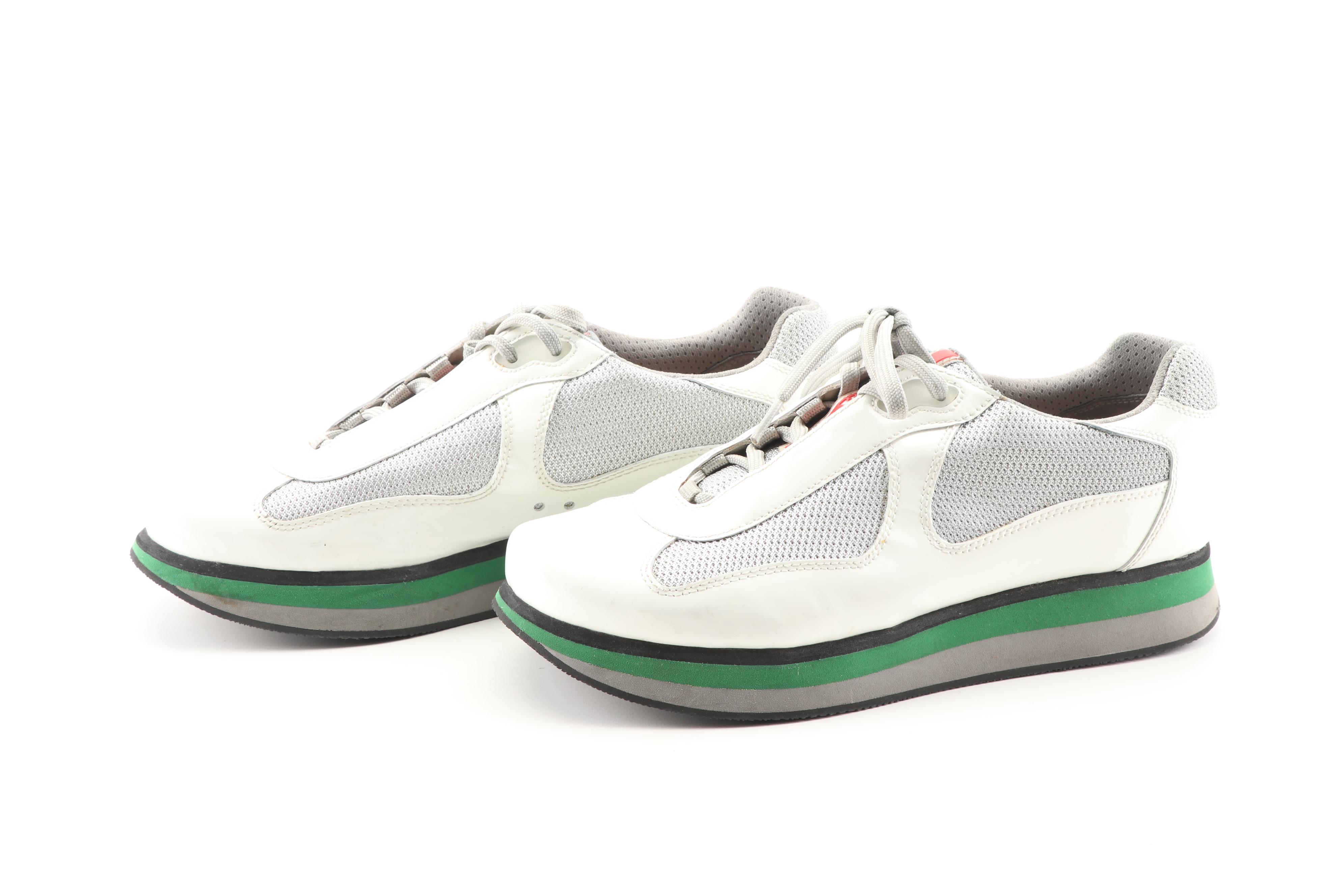 Men's Prada Milano Vernice+Bike Platform Sneakers