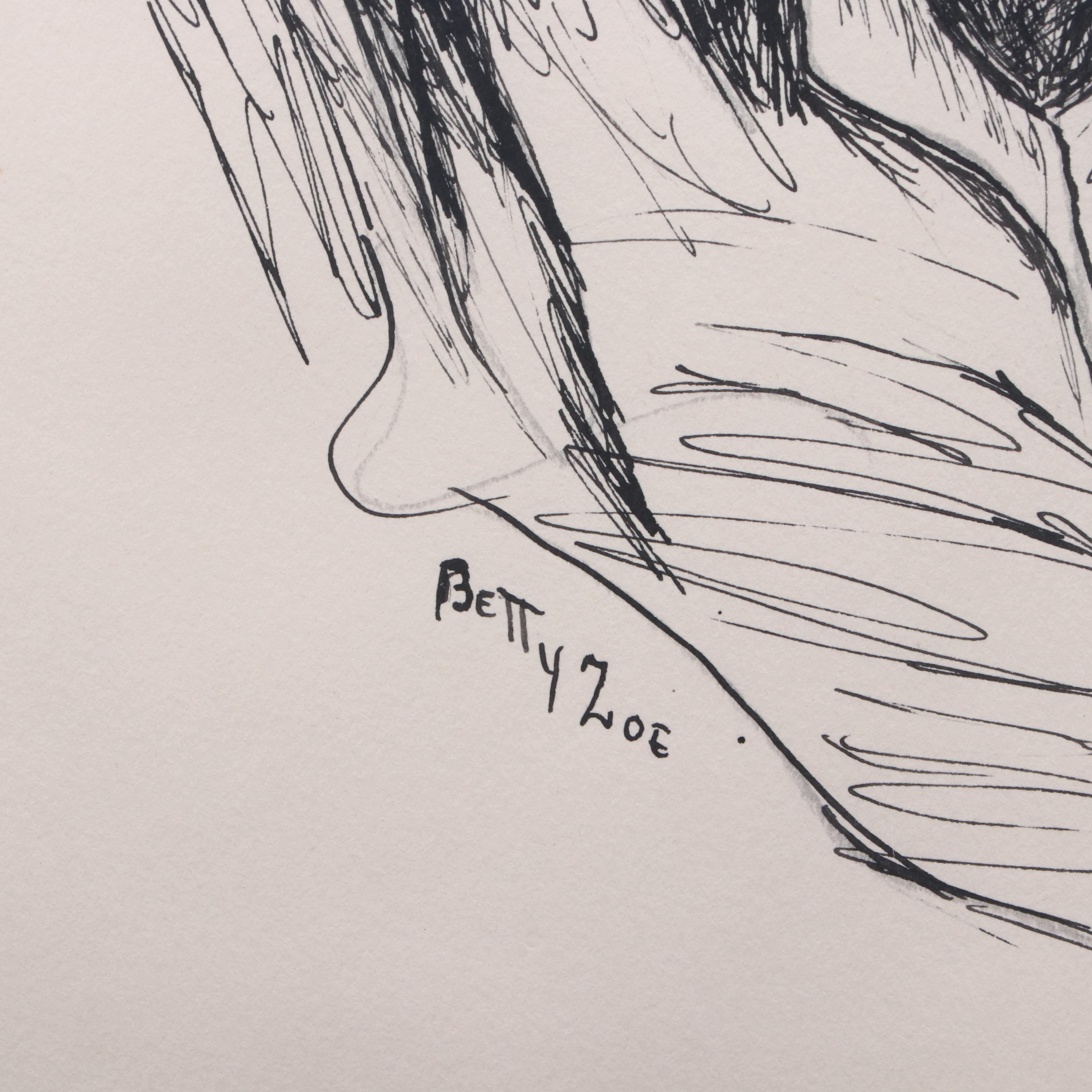 Betty Zoe Miller Ink Portrait of a Man