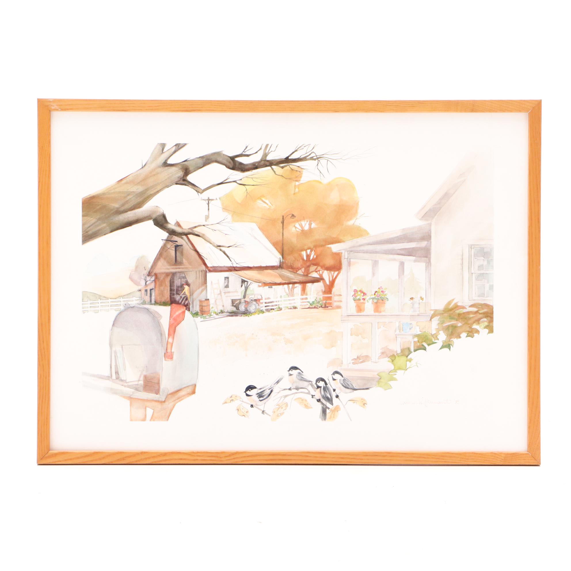 William W. Hinnant 1998 Watercolor Painting