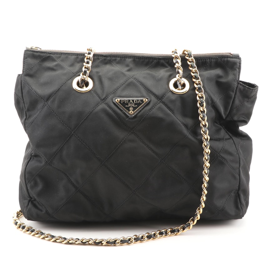 Prada Quilted Black Nylon Shoulder Bag