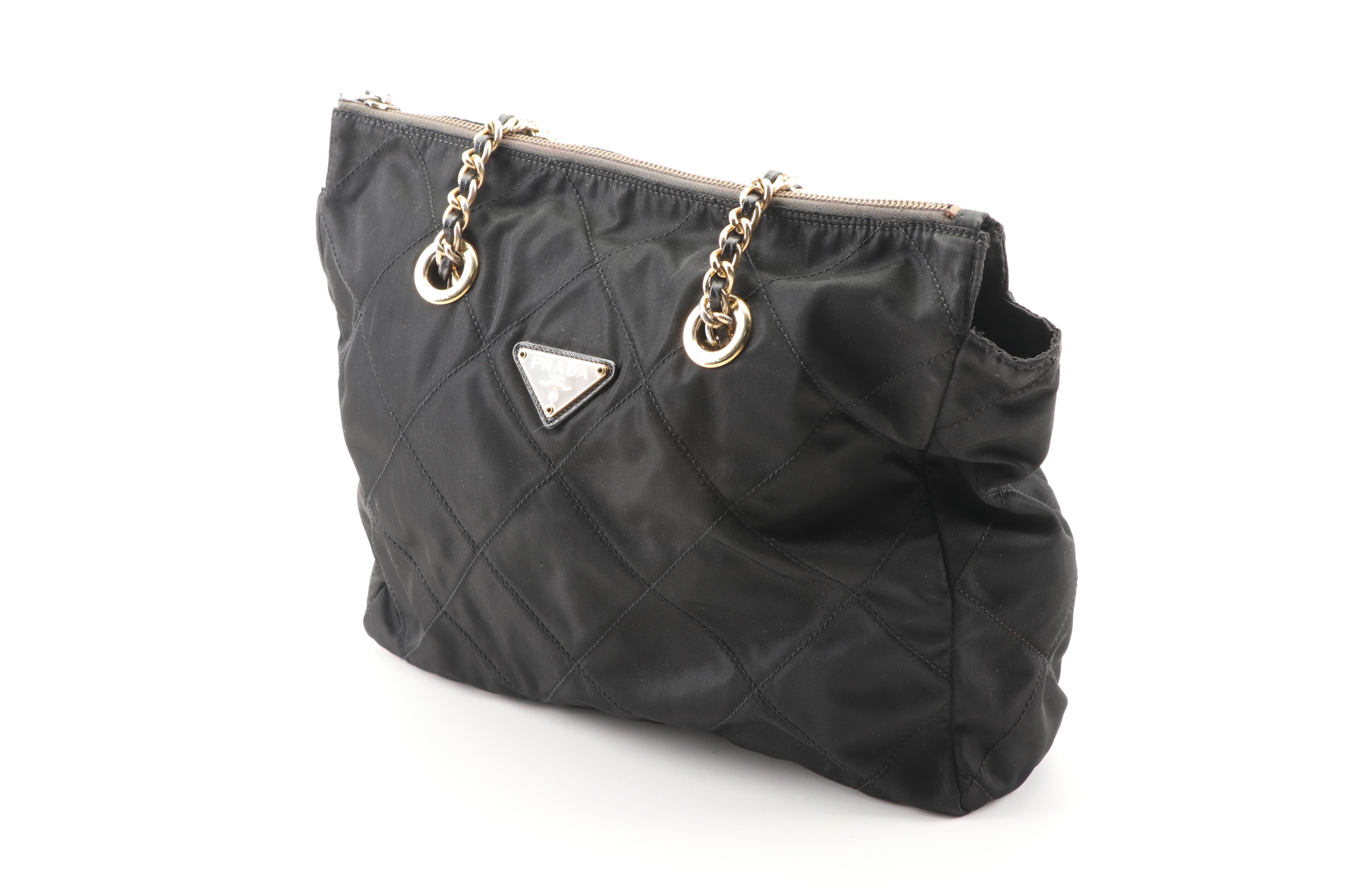 Prada Quilted Black Nylon Shoulder Bag