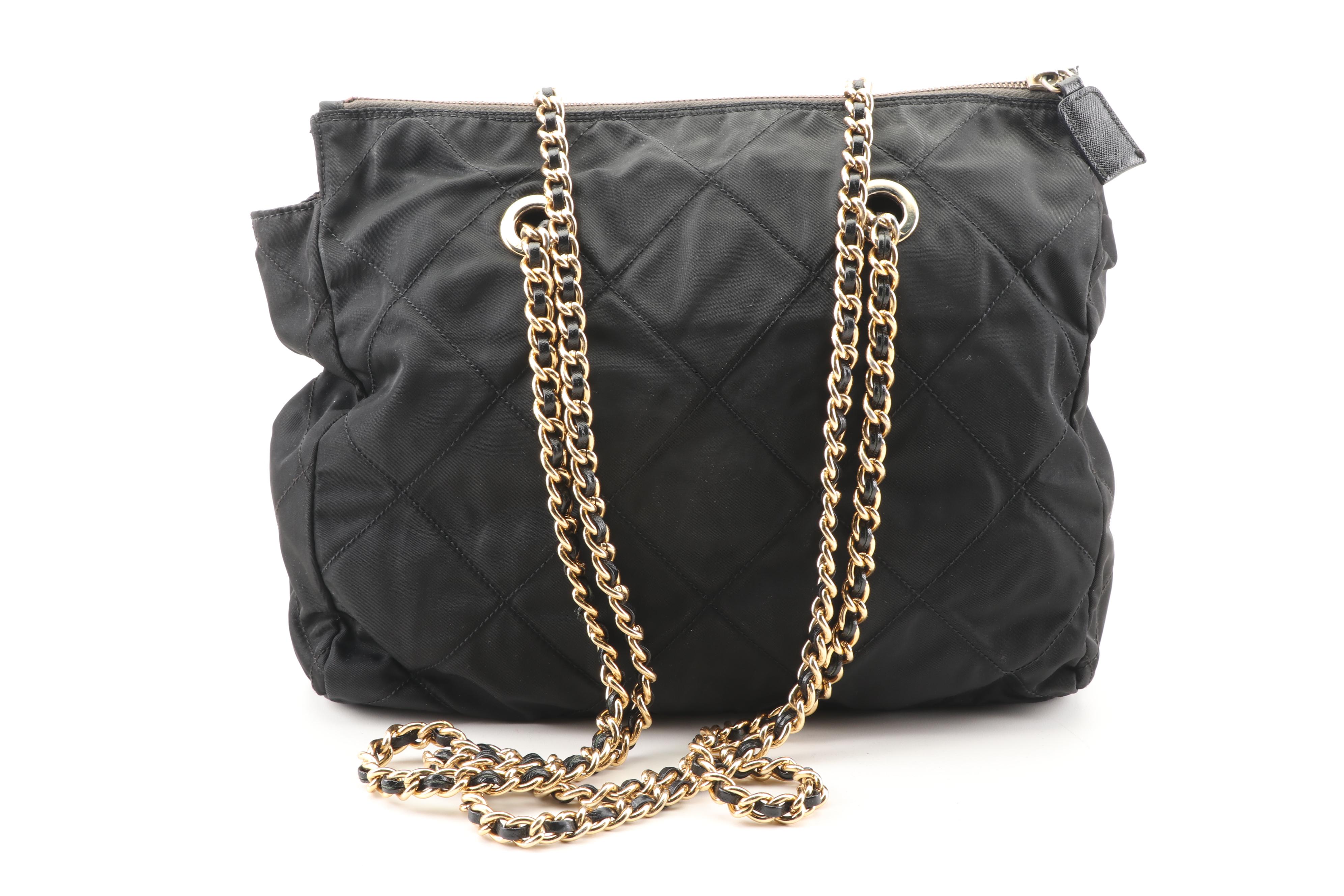 Prada Quilted Black Nylon Shoulder Bag