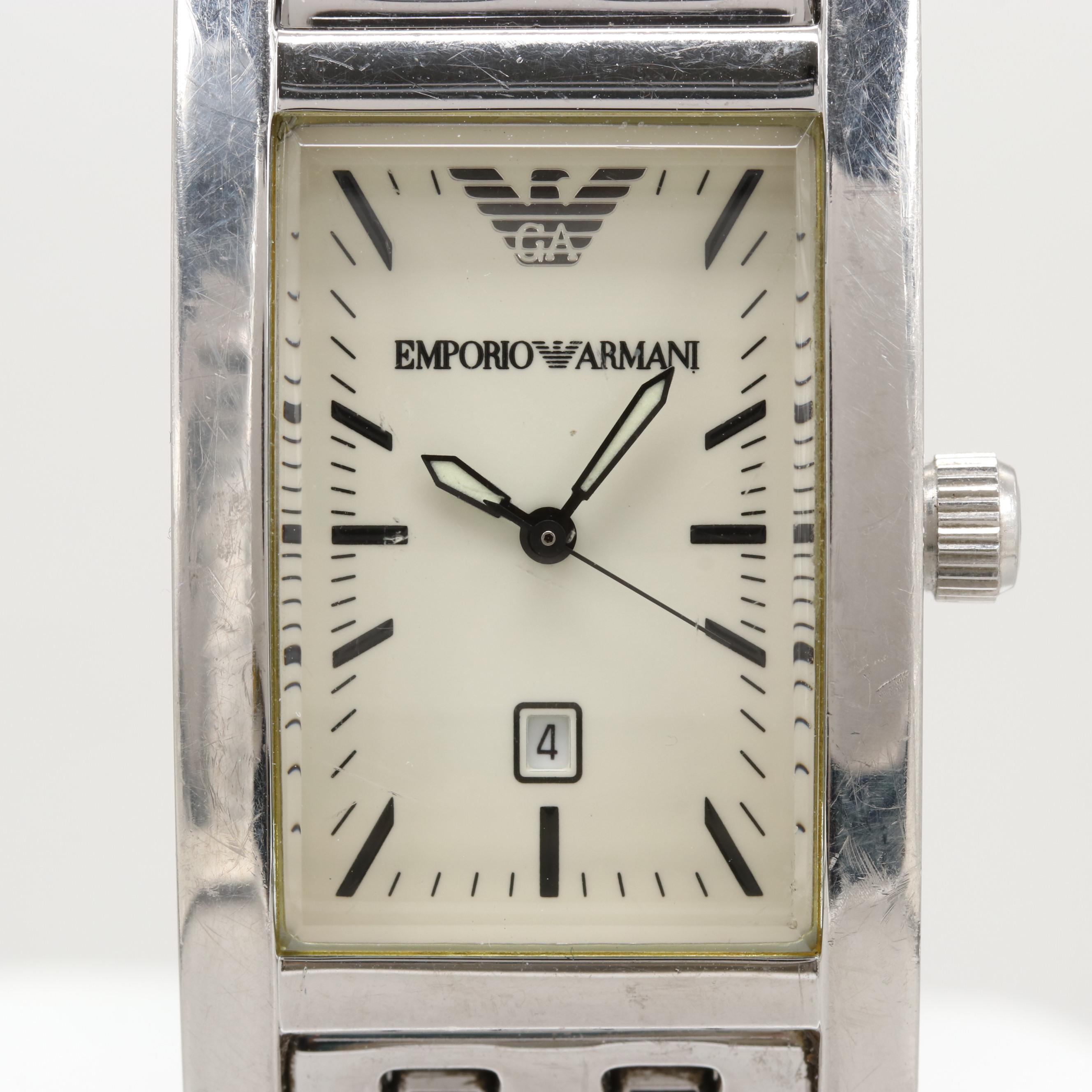 Emporio Armani Stainless Steel Watch With Date Window