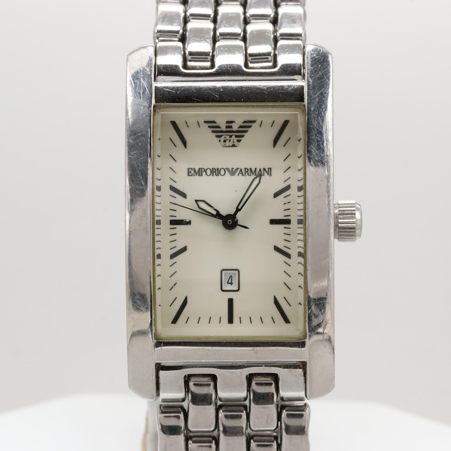 Emporio Armani Stainless Steel Wristwatch With Date Window