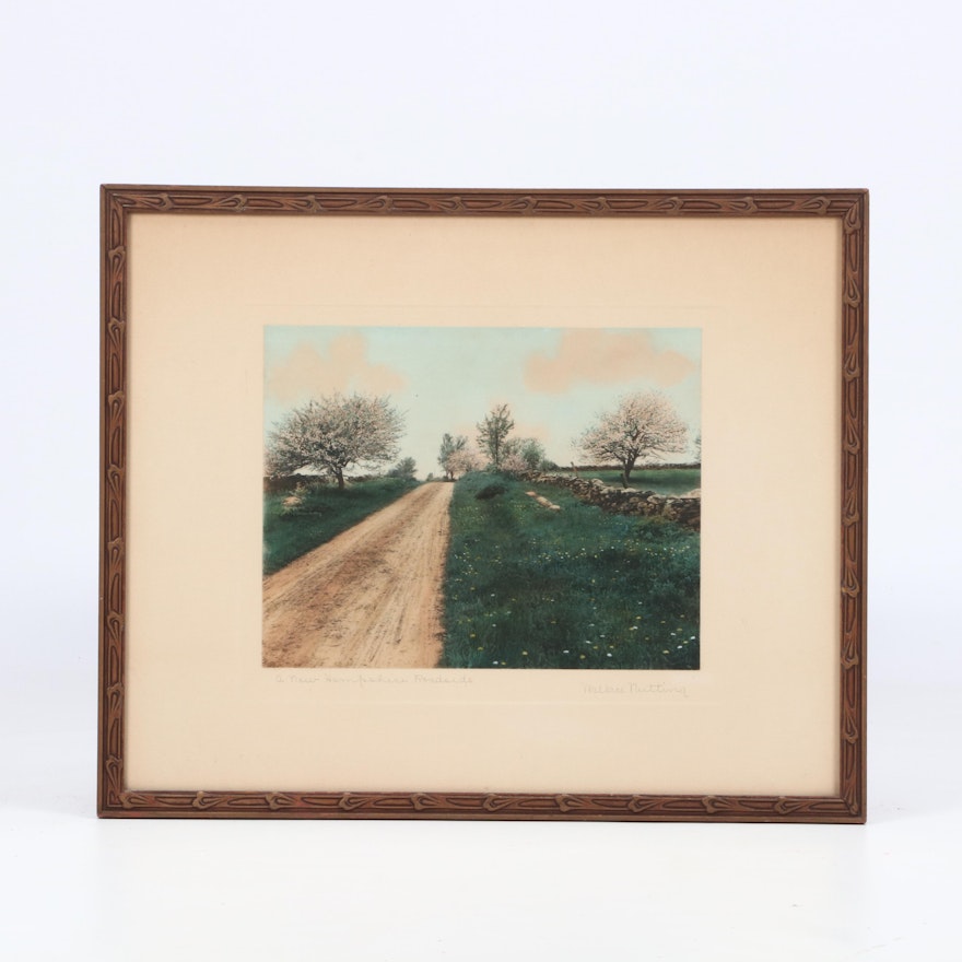 Wallace Nutting Hand-Colored Photograph "A New Hampshire Roadside"