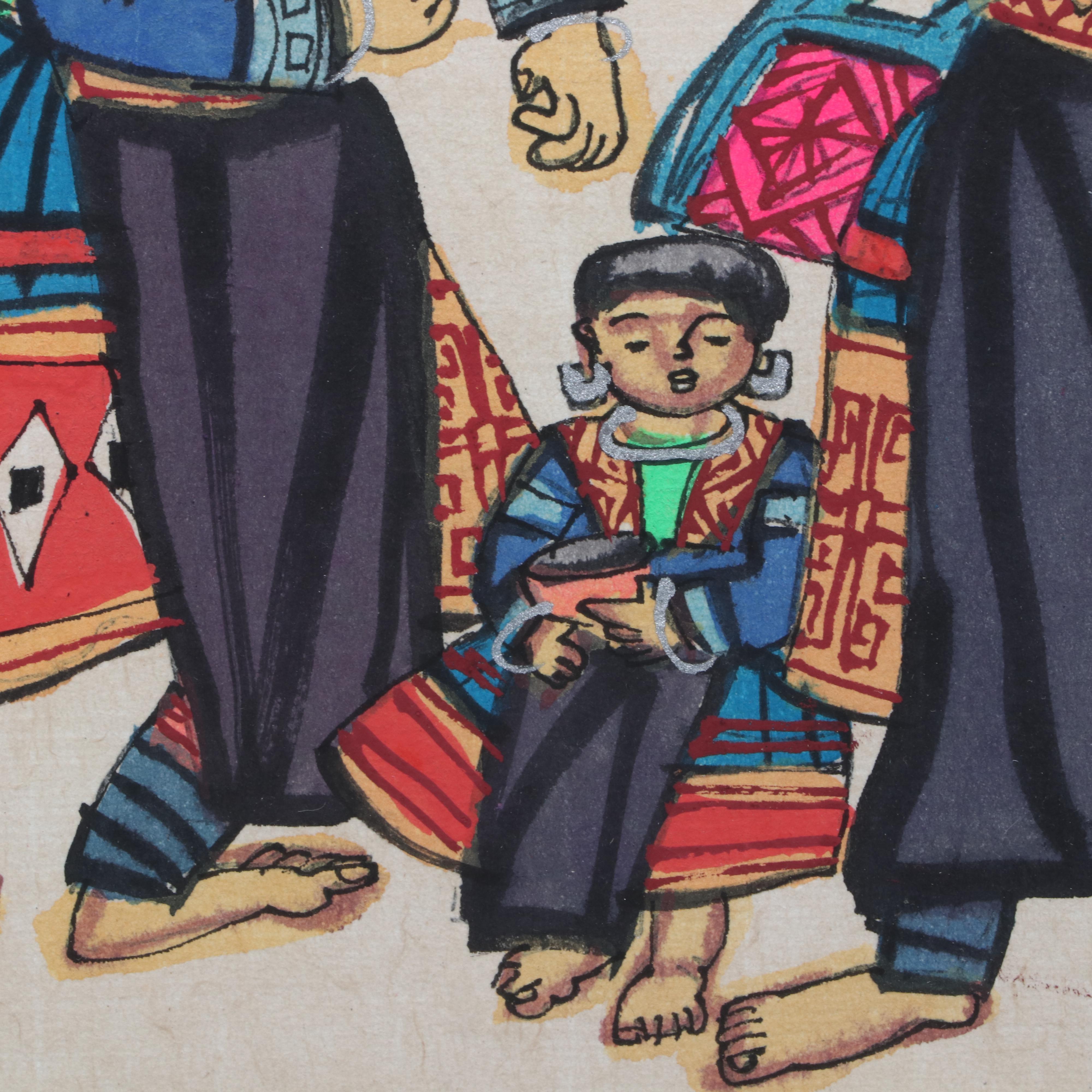 Chinese Watercolor Painting of Figures