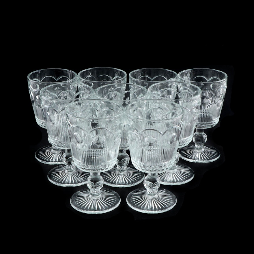 Bartlett Collins "Manhattan Clear" Pressed Glass Water Goblets