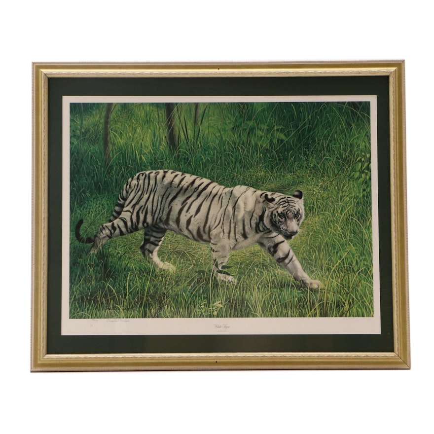 Charles Fracé Limited Edition Offset Lithograph "White Tiger"