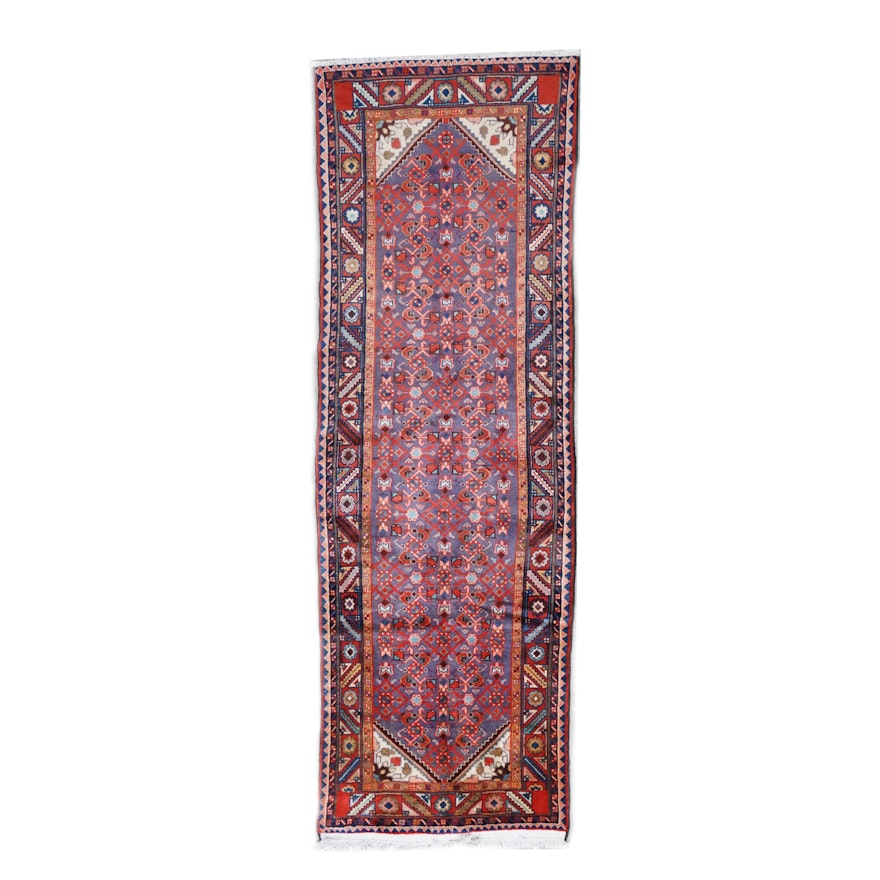 Hand-Knotted Persian Kharaghan Wool Carpet Runner